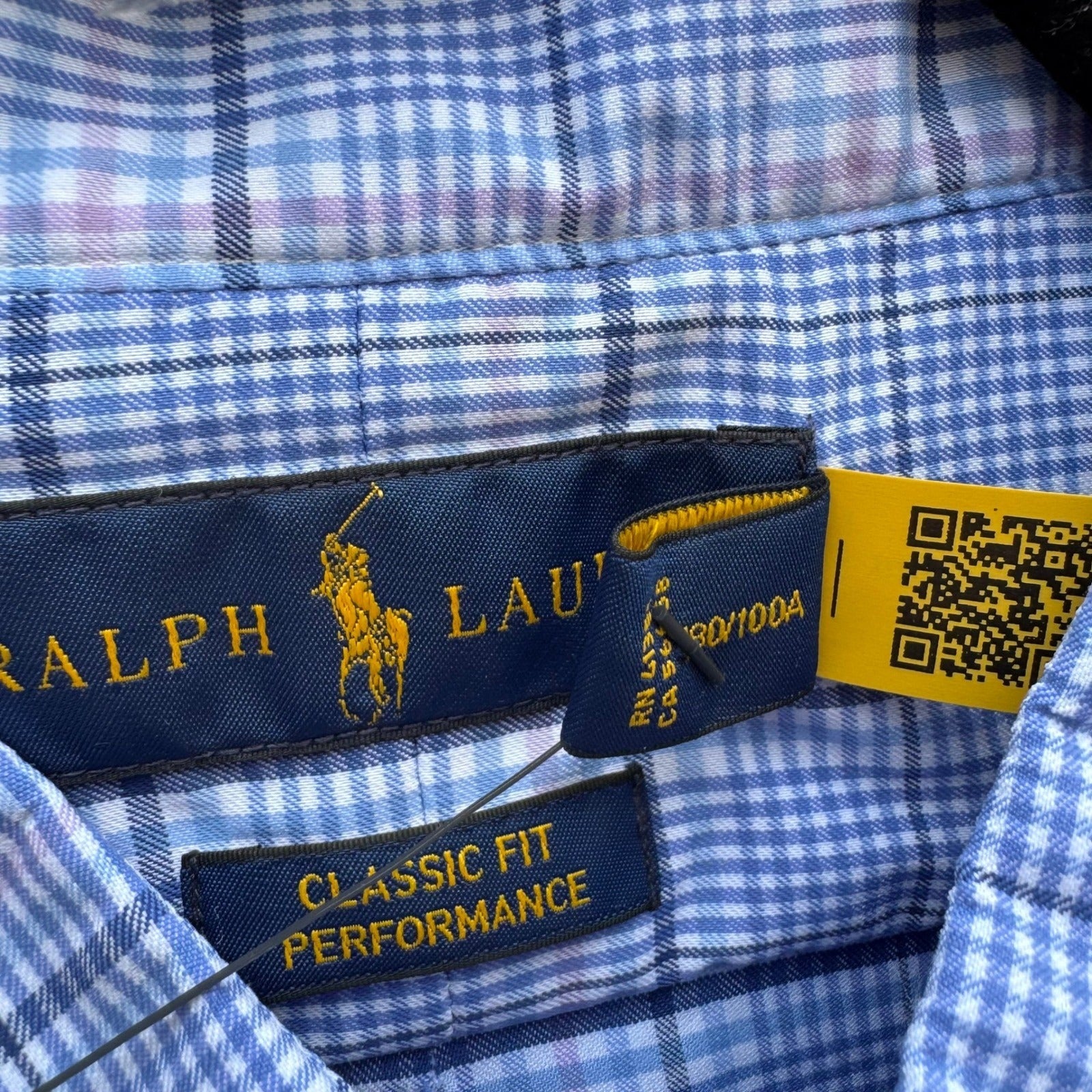 Polo Ralph Lauren Preppy Plaid Classic Fit Performance Shirt Blue Mens L NEW