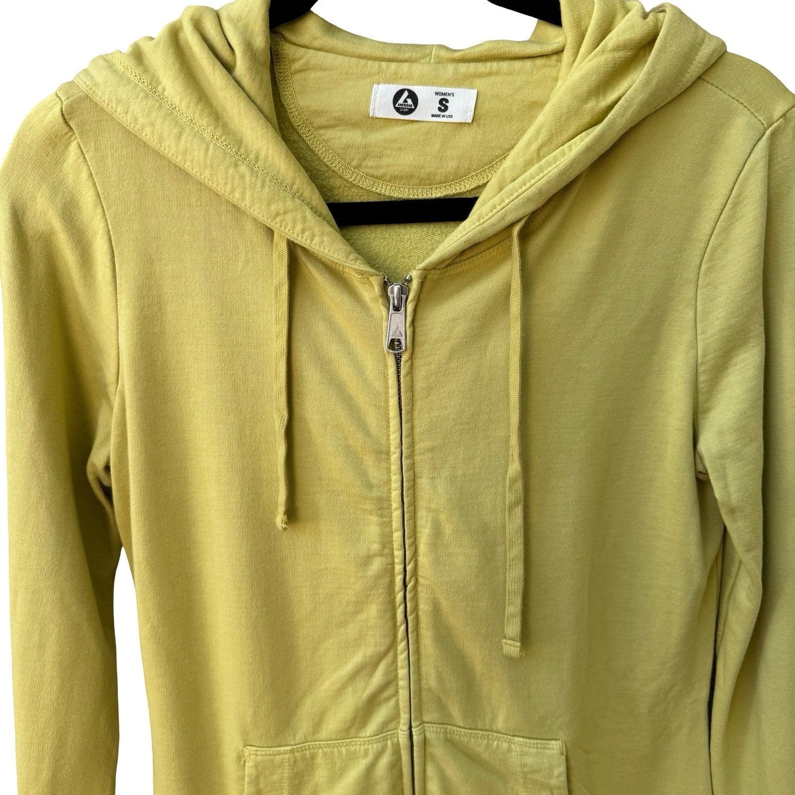American Giant Supima Cotton Modal Sustainable Athleisure Zip Up Hoodie Yellow S