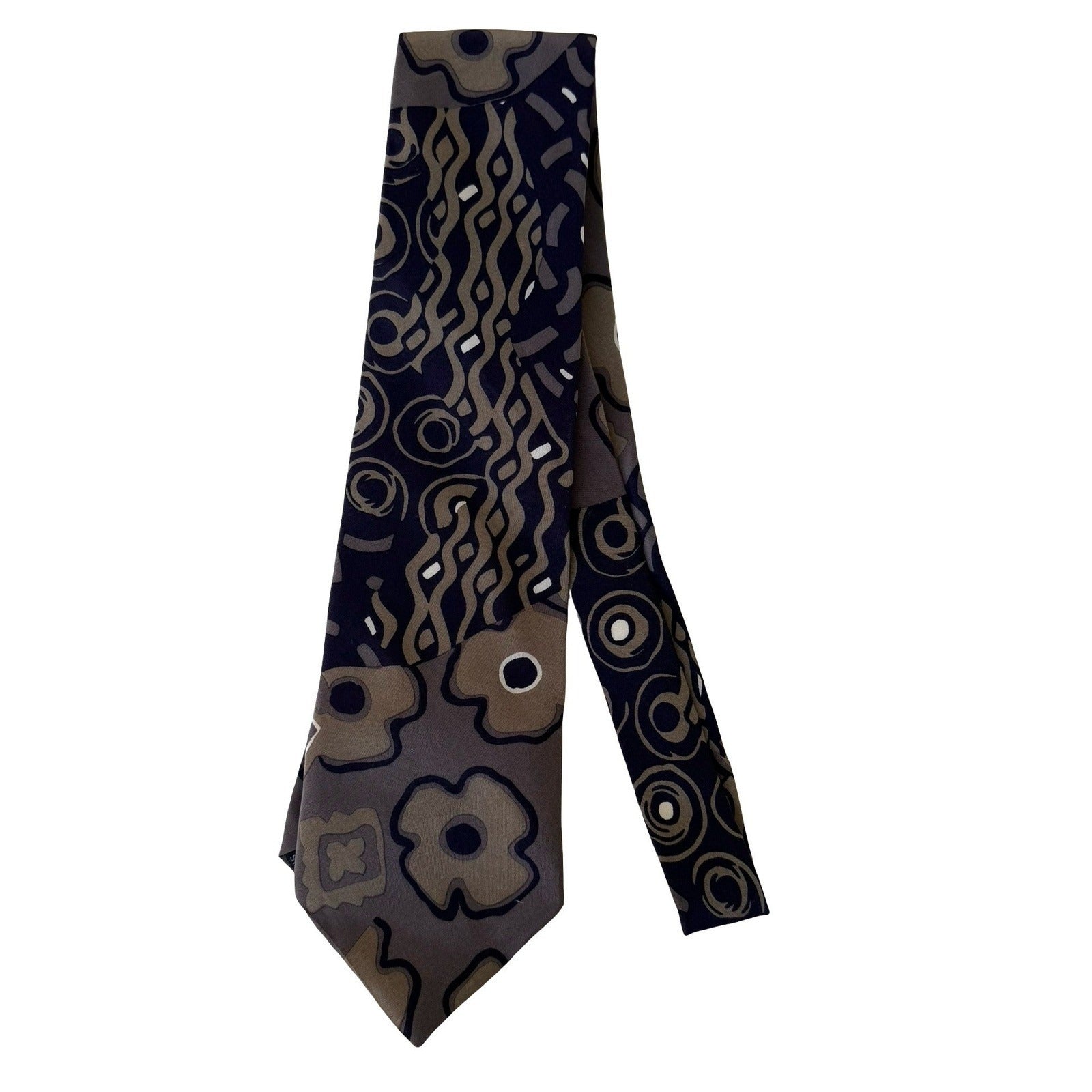 Don Loper Beverly Hills Vintage Italian Silk Necktie Navy Floral Dandy Mad Men