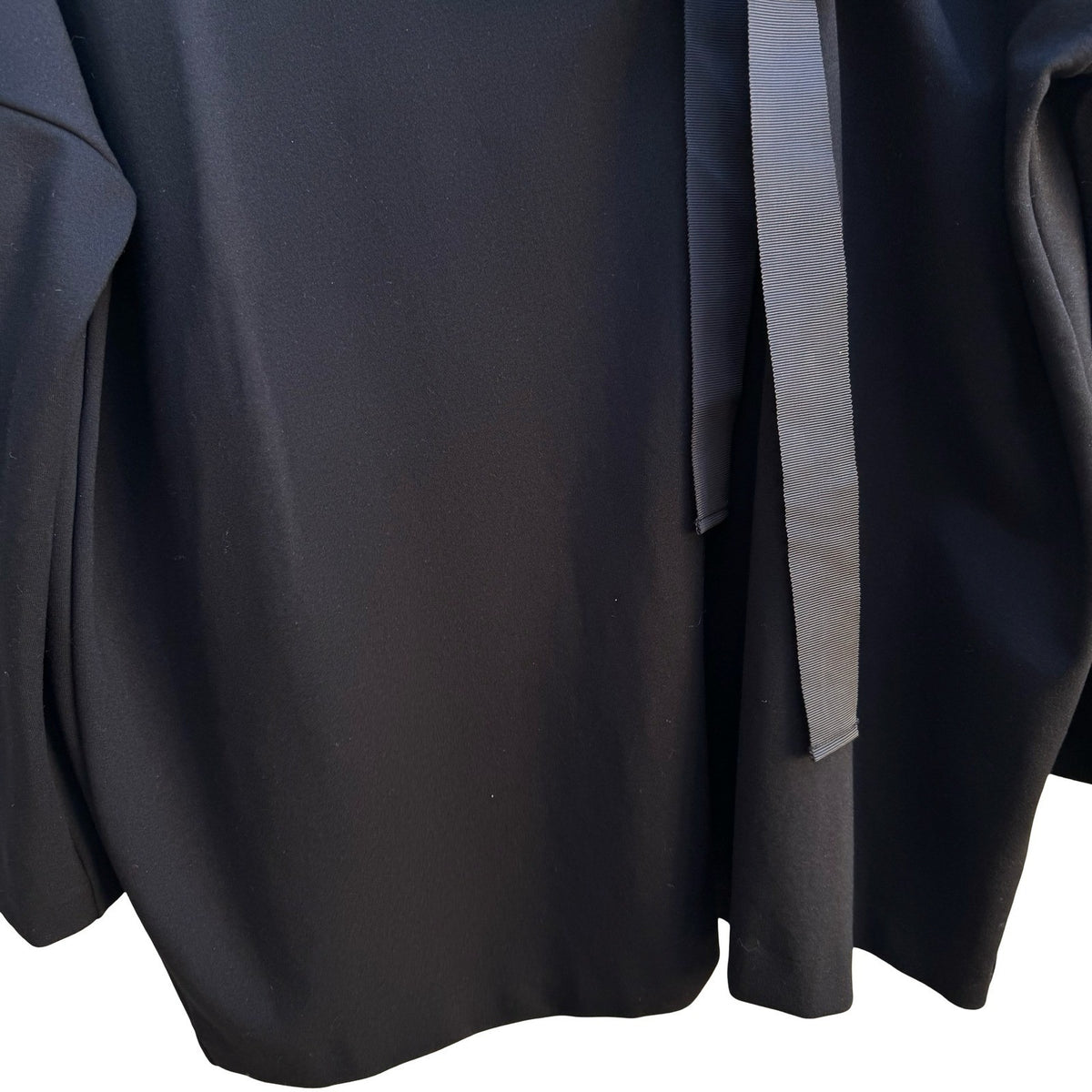 COS Bow Accent Minimalist Ponte Knit Quiet Luxury Oversized Blouse Black Women L