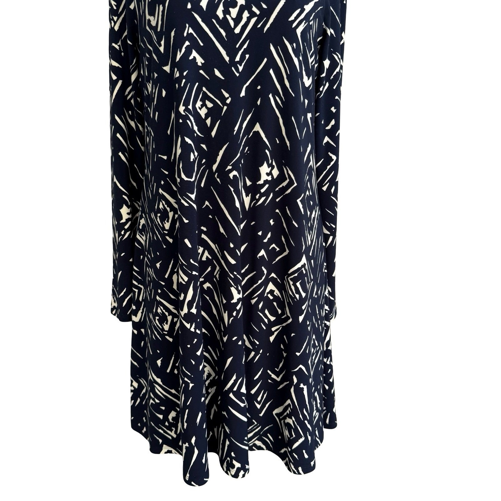 Lauren Ralph Lauren Minimalist Preppy Geometric Abstract Shift Dress Navy Mod 4