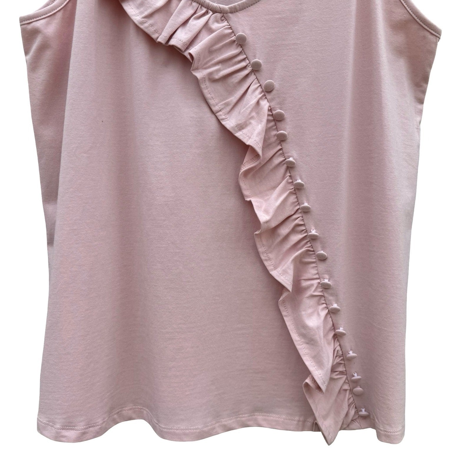 IJOAH Womens Pink Ruffle Button Front Cotton Cami Tank Top T16513 Small NEW