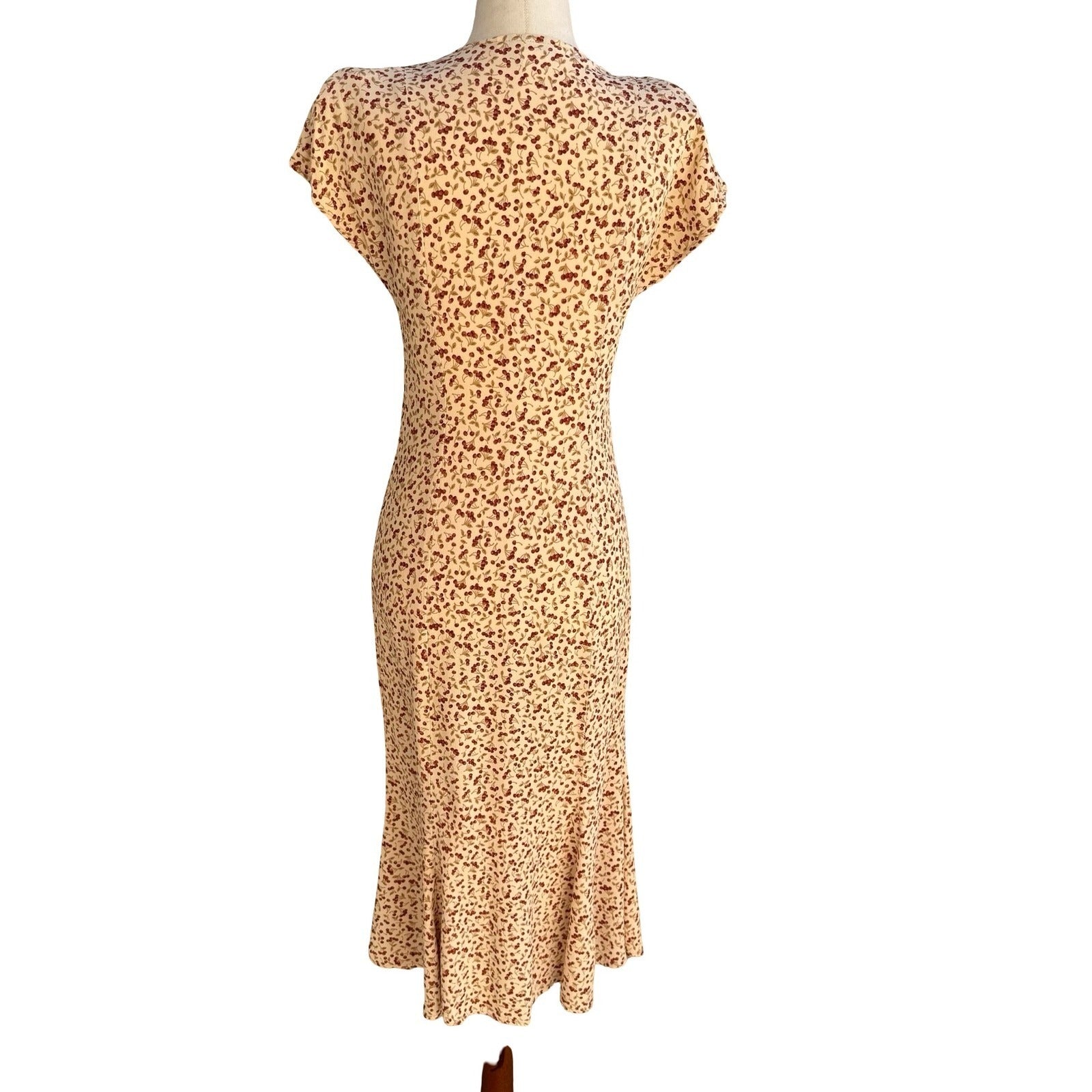 Laundry Shelli Segal Vintage 90s Cherry Print Pinup Coquette Midi Tea Dress 10P