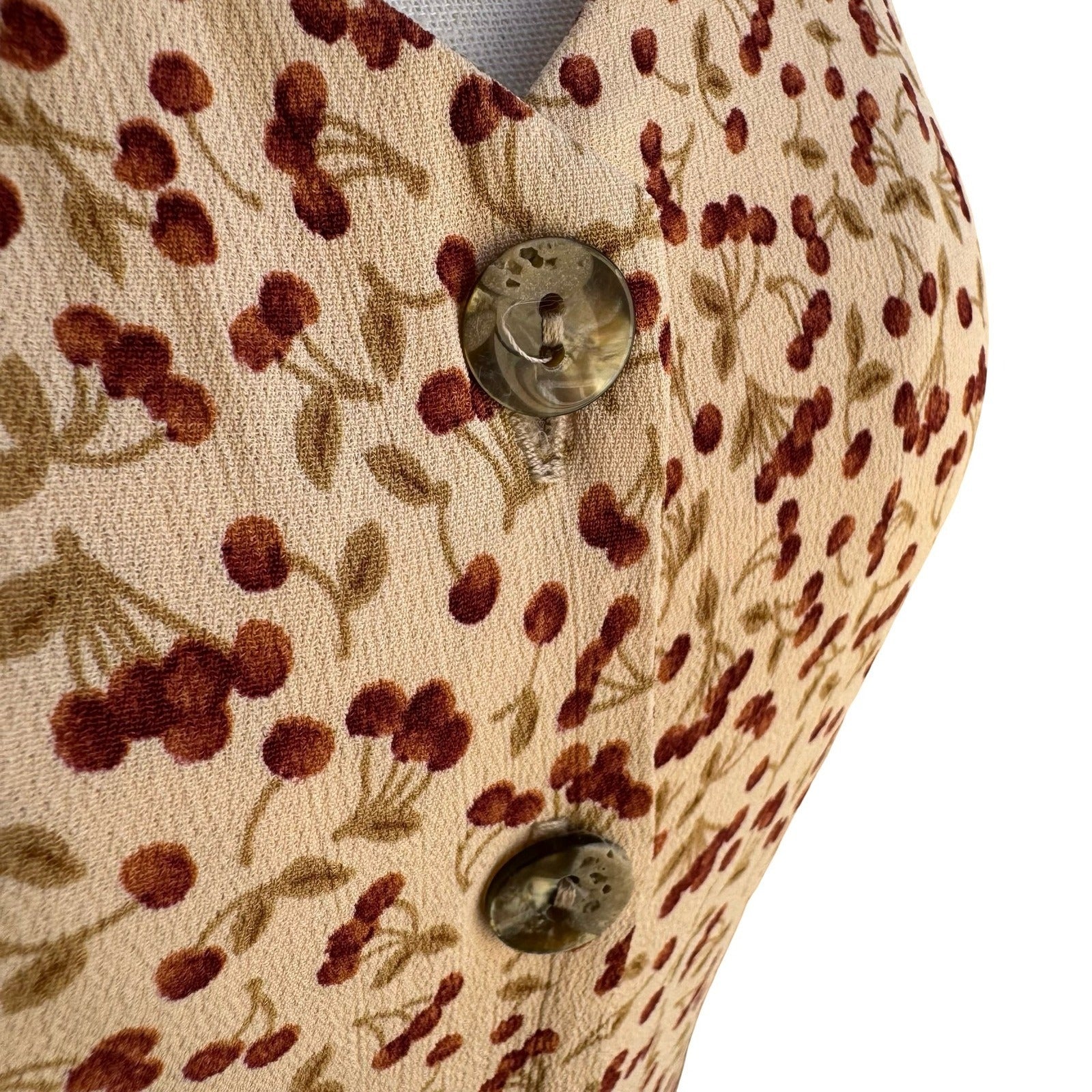 Laundry Shelli Segal Vintage 90s Cherry Print Pinup Coquette Midi Tea Dress 10P