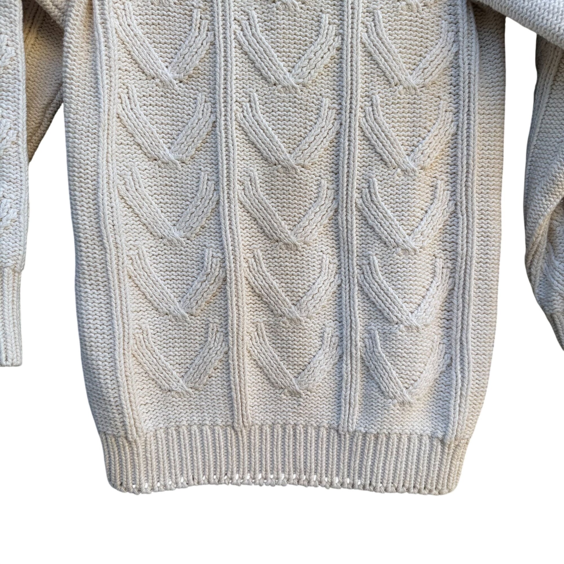 Album By Kenzo Vintage Womens White Chunky Cable Knit Boat Neck Sweater Preppy