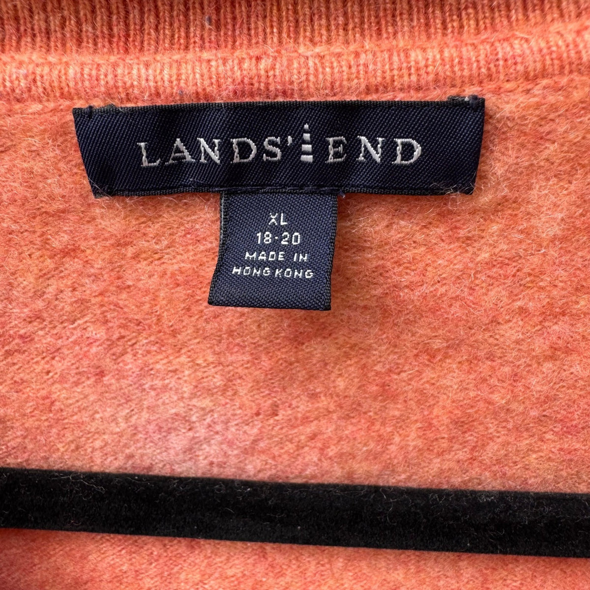 Lands End 100% Cashmere Preppy Minimalist Natural Fiber Polo Sweater Orange XL