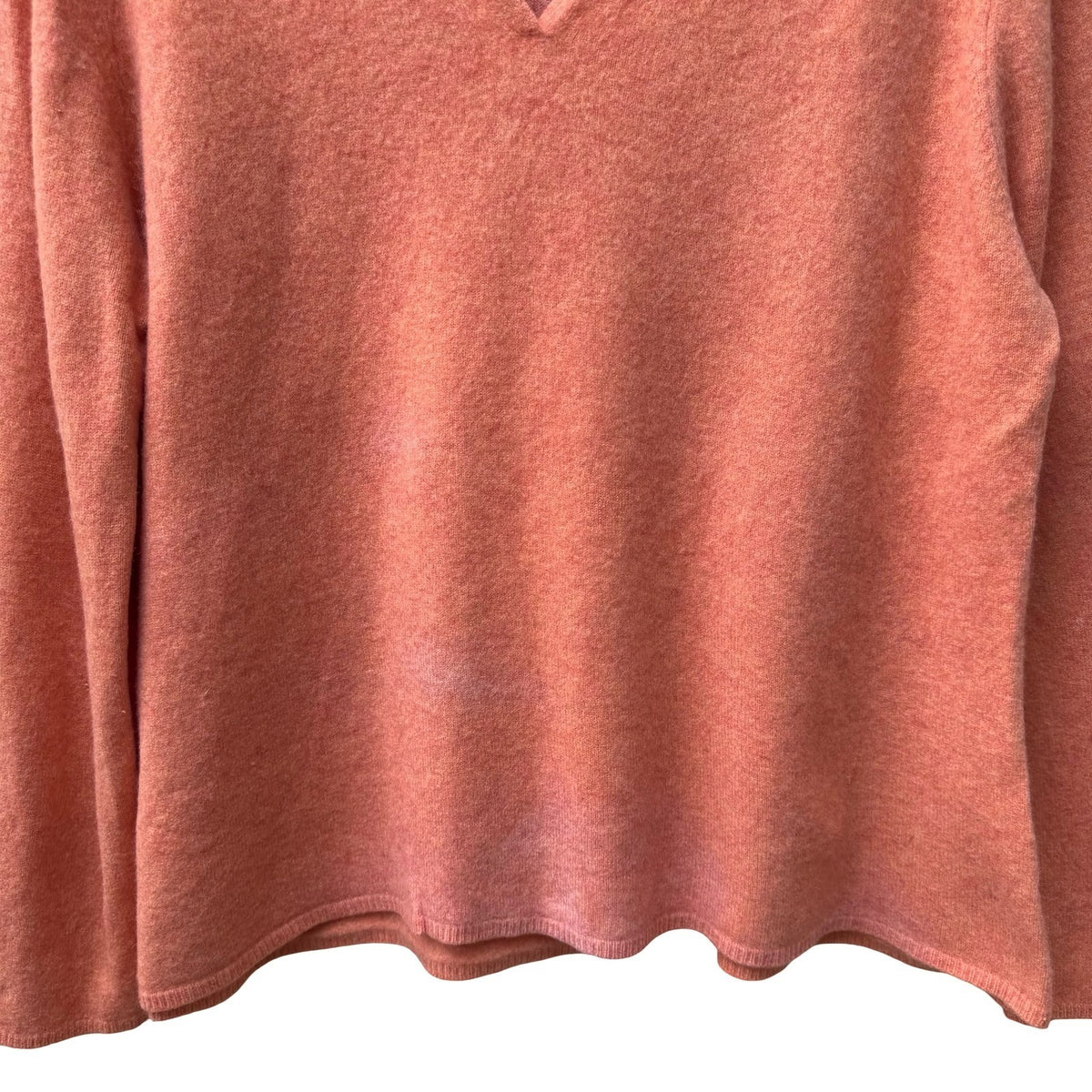 Lands End 100% Cashmere Preppy Minimalist Natural Fiber Polo Sweater Orange XL