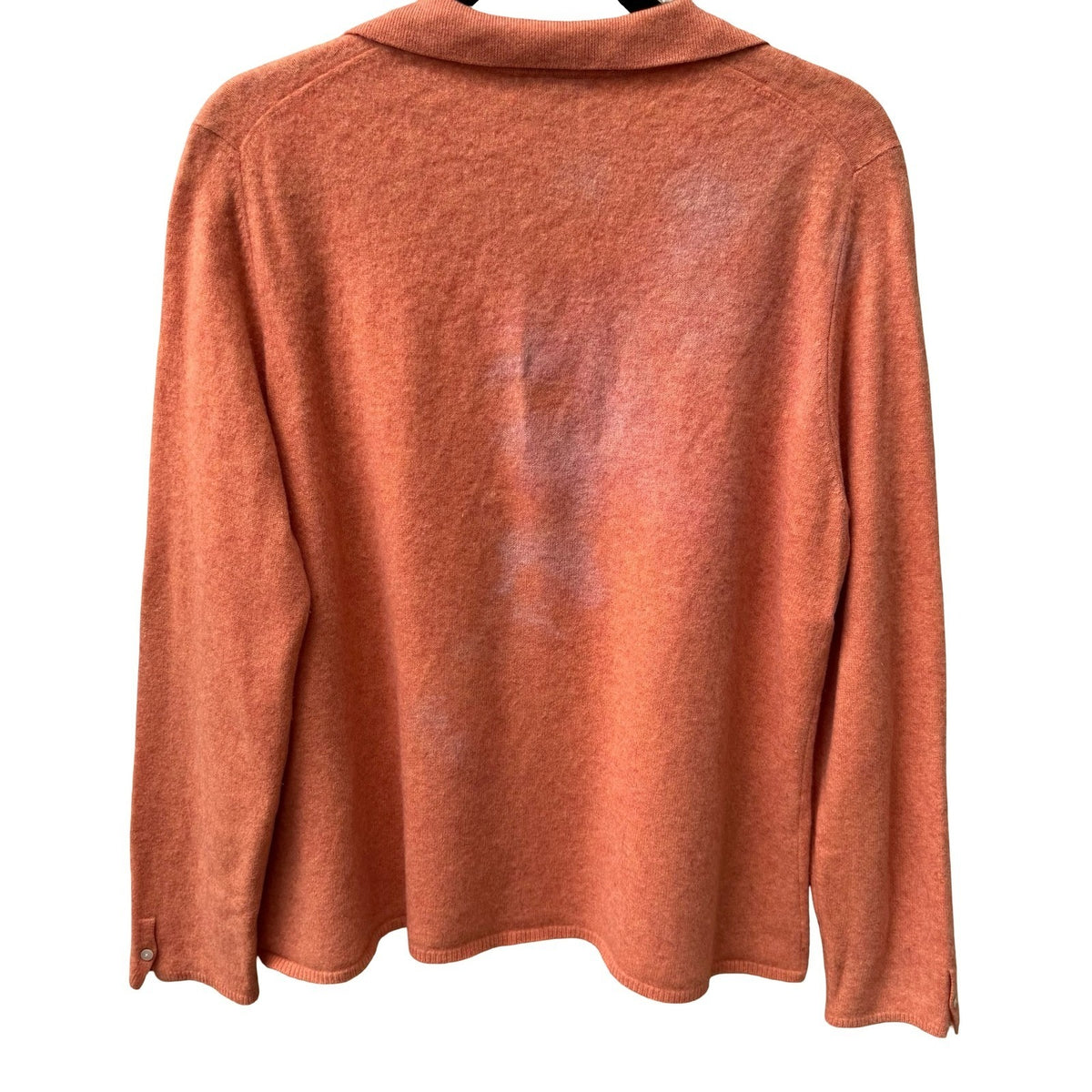Lands End 100% Cashmere Preppy Minimalist Natural Fiber Polo Sweater Orange XL