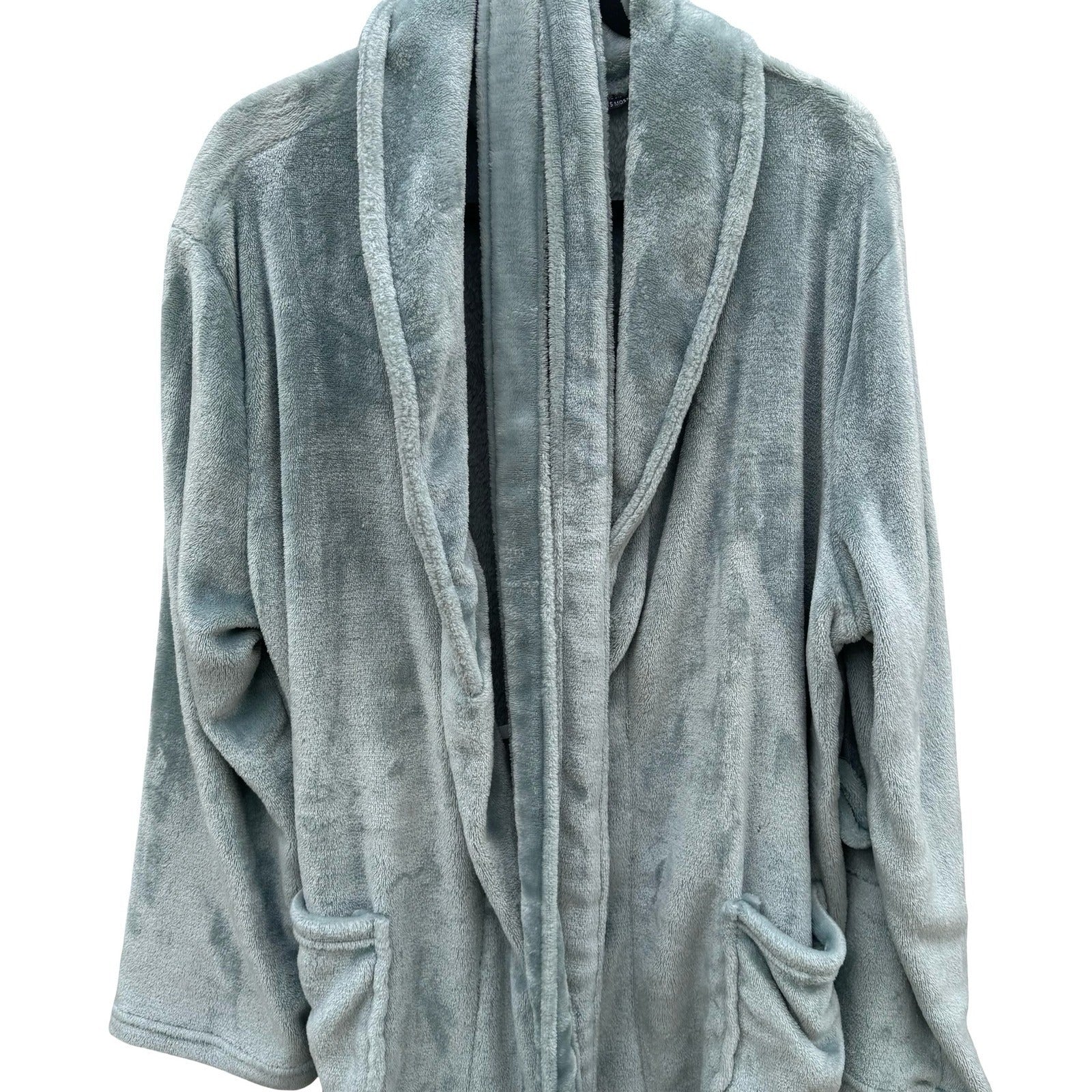 Mythology Plush Fleece Robe Sage Green One Size Fits Most Shawl Collar Soft Wrap