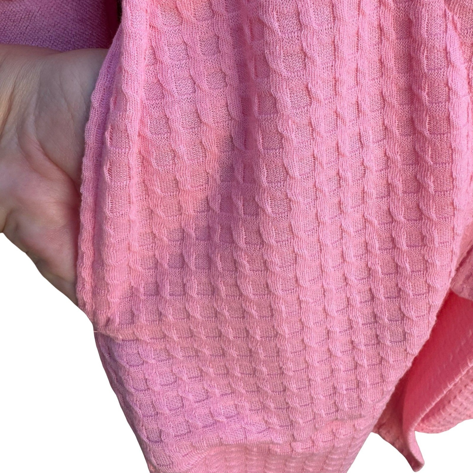 Jasmine Rose Pink Waffle Knit Robe Headband Set Large 312225 Loungewear Cozy NEW