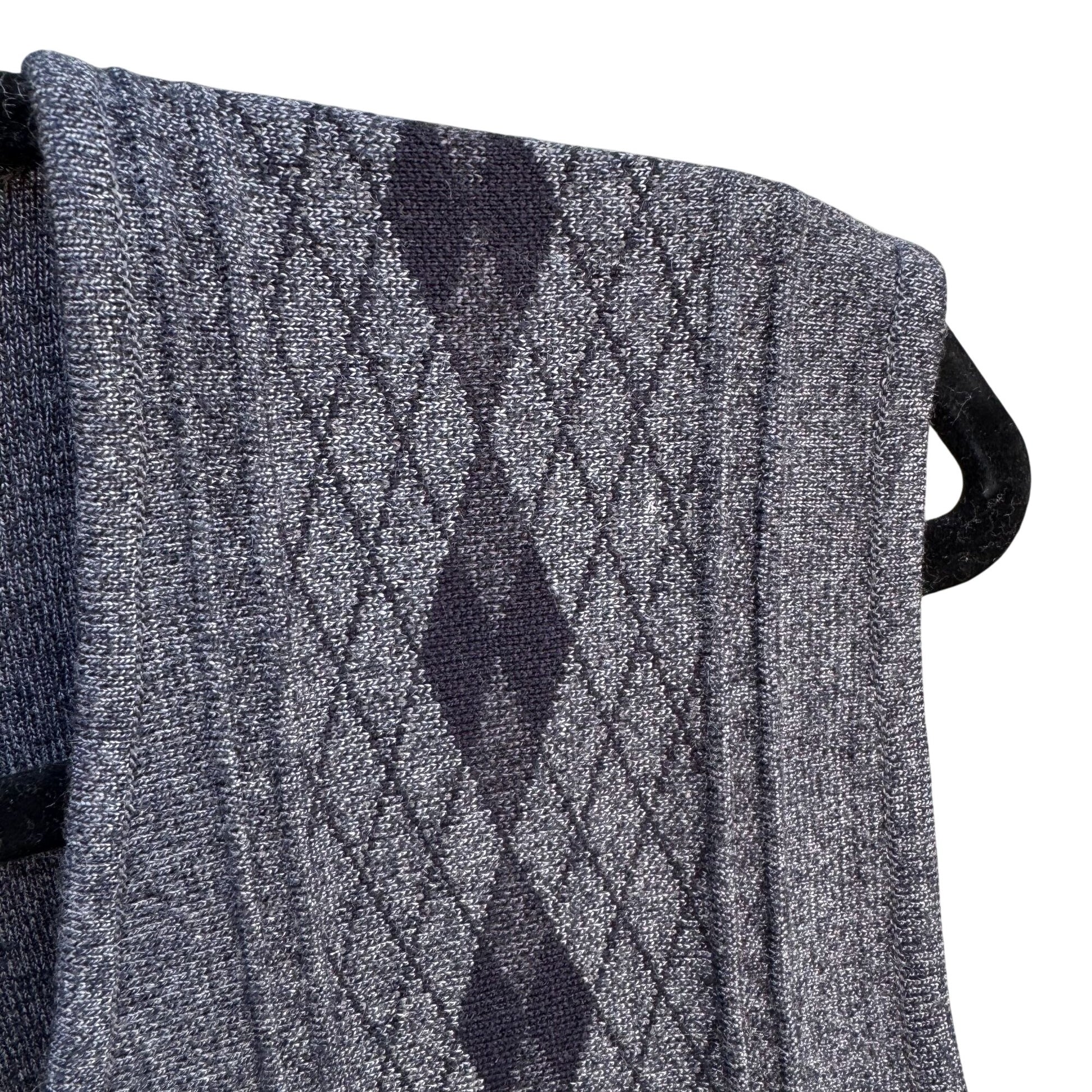 Vintage Mens Gray Argyle Button-Up Pockets Old Money Preppy Knit Grandpa Vest