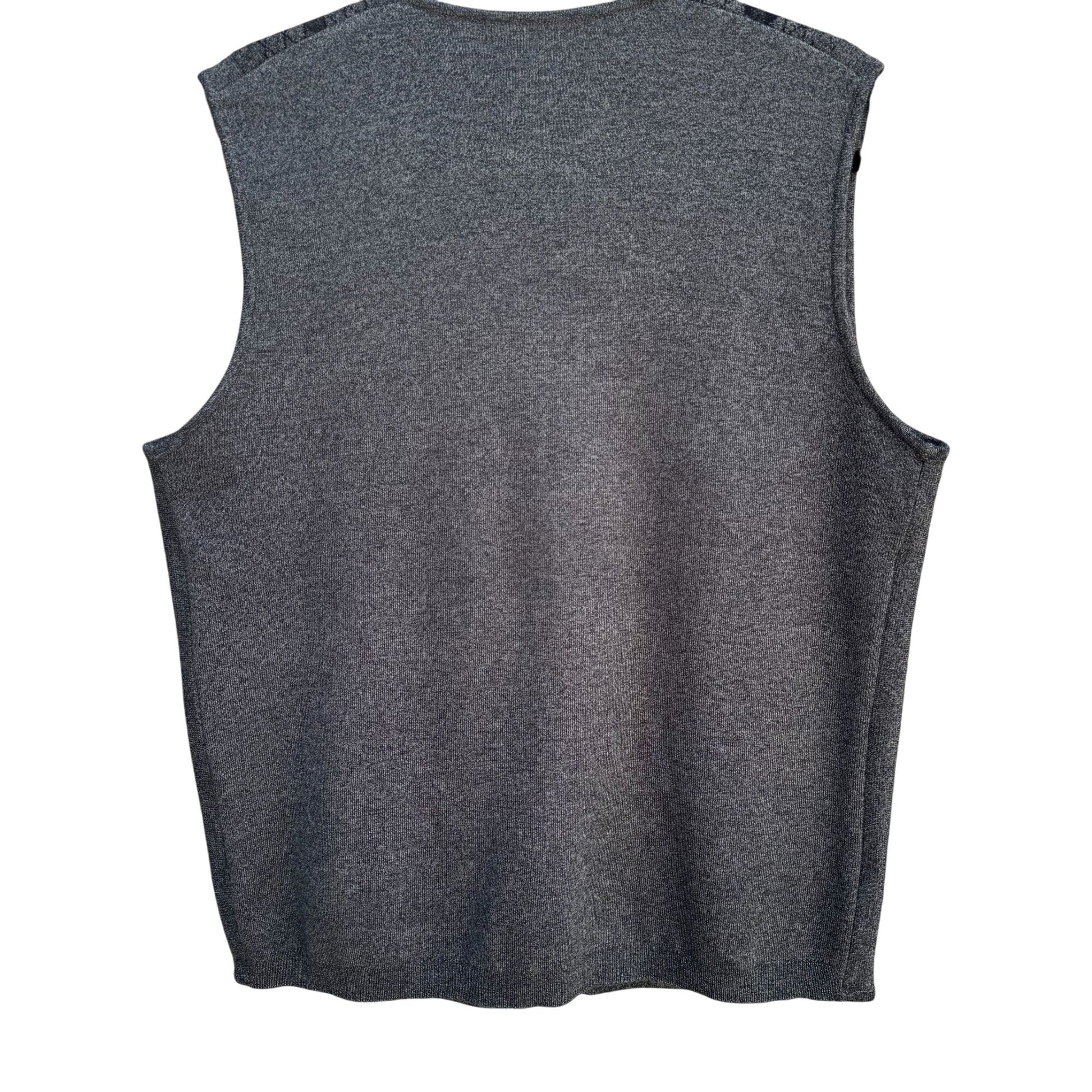 Vintage Mens Gray Argyle Button-Up Pockets Old Money Preppy Knit Grandpa Vest