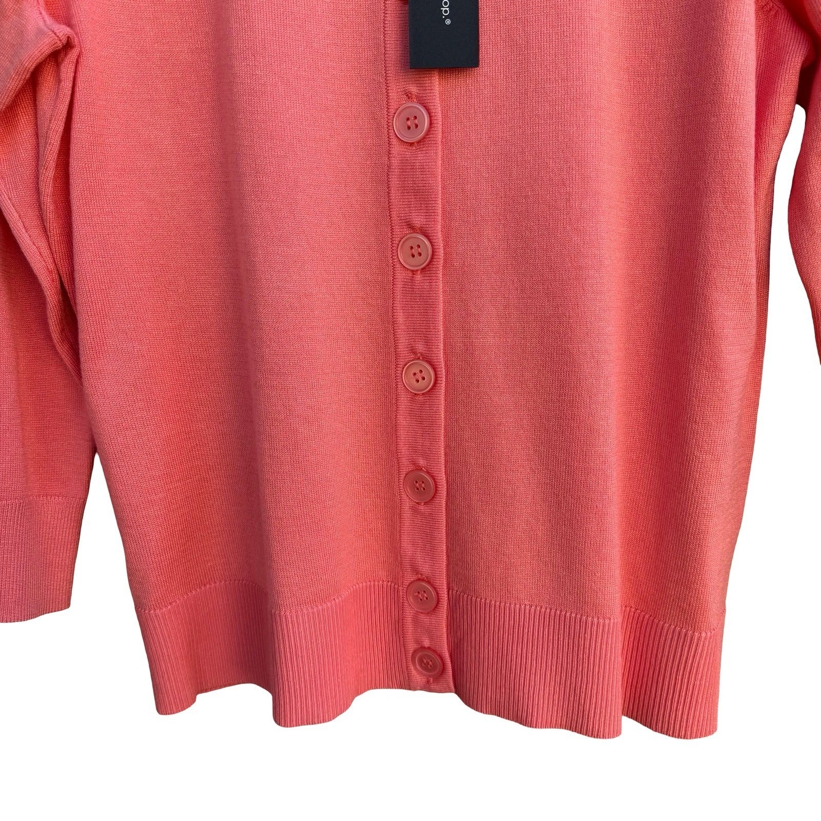 Cable & Gauge Womens XXL Coral Pink Button Front 3/4 Sleeve Cardigan Sweater NEW