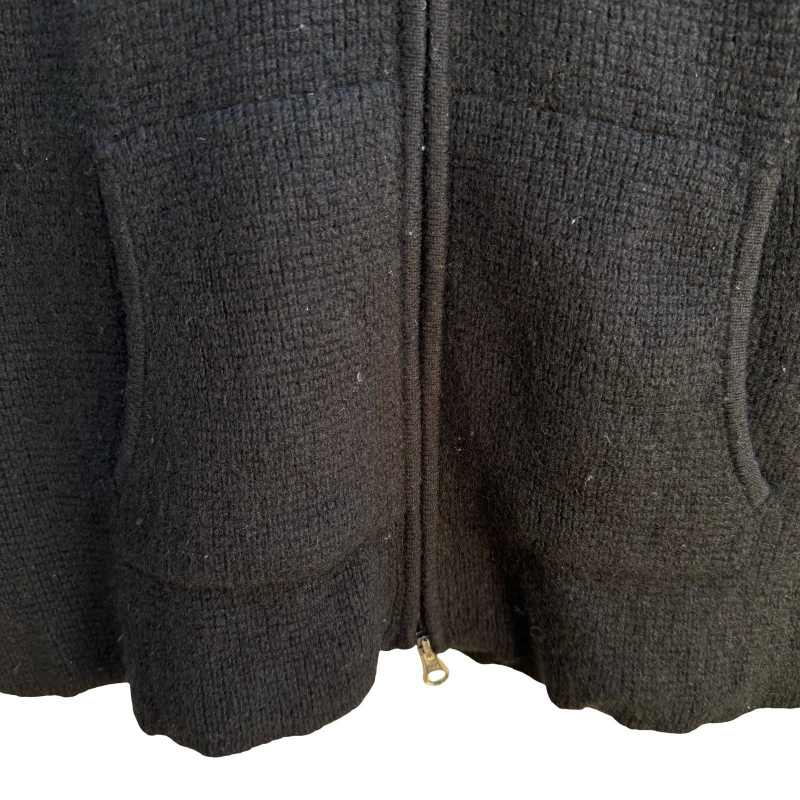 LL Bean 100% Cashmere Quiet Luxury Minimalist Waffle Knit Zip Hoodie Sweater S