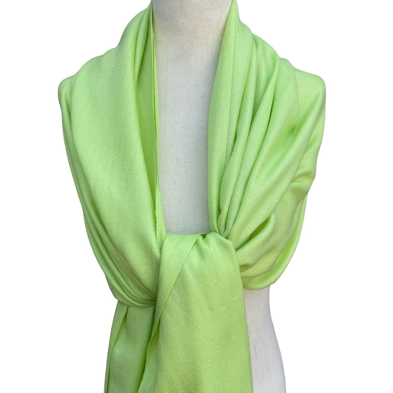 Lime Green Pashmina Shawl Wrap Tassel Fringe Lightweight Scarf Chartreuse Neon