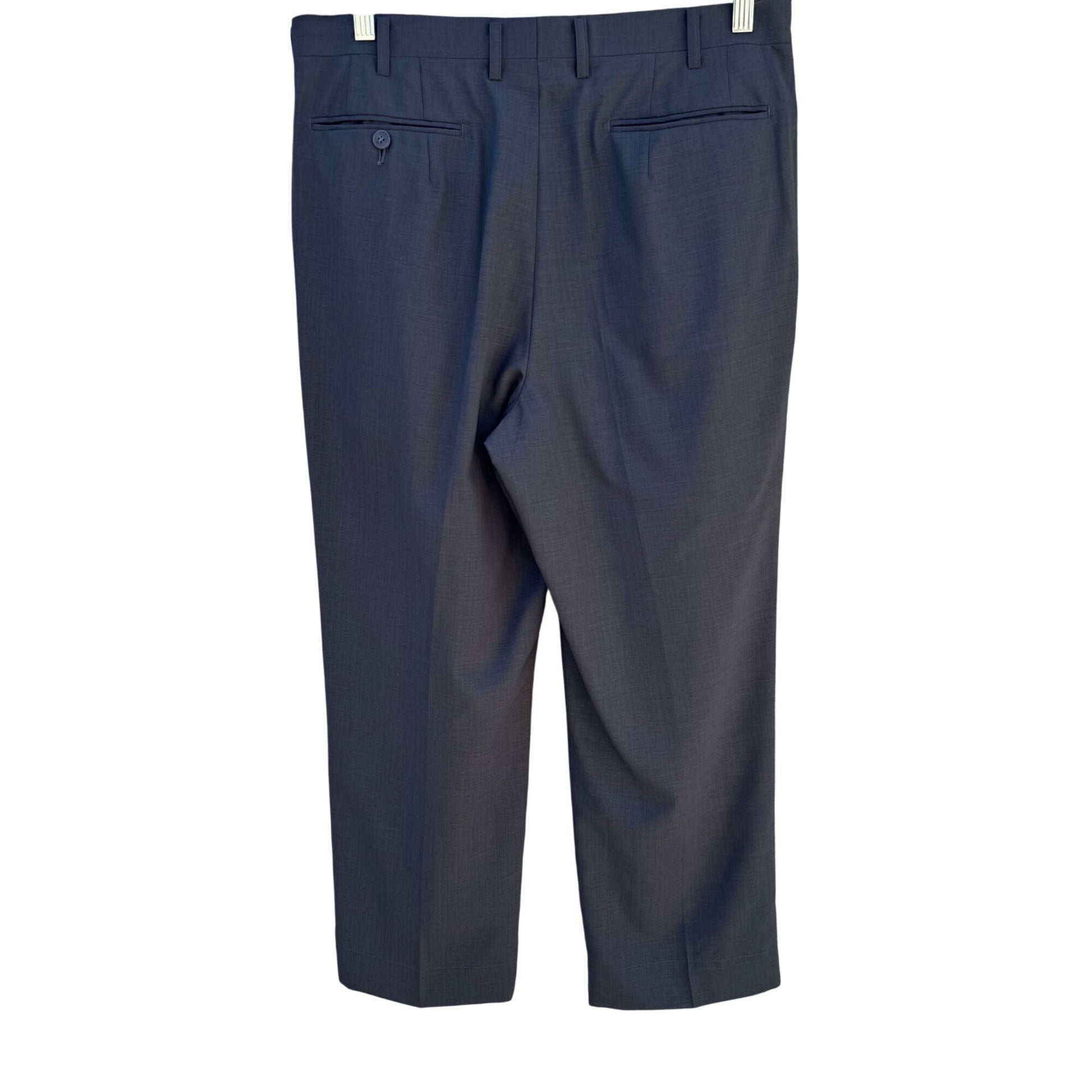 Bernard London Vintage Mens Gray Pleated Dress Pants Flat Front Classic Fit 33