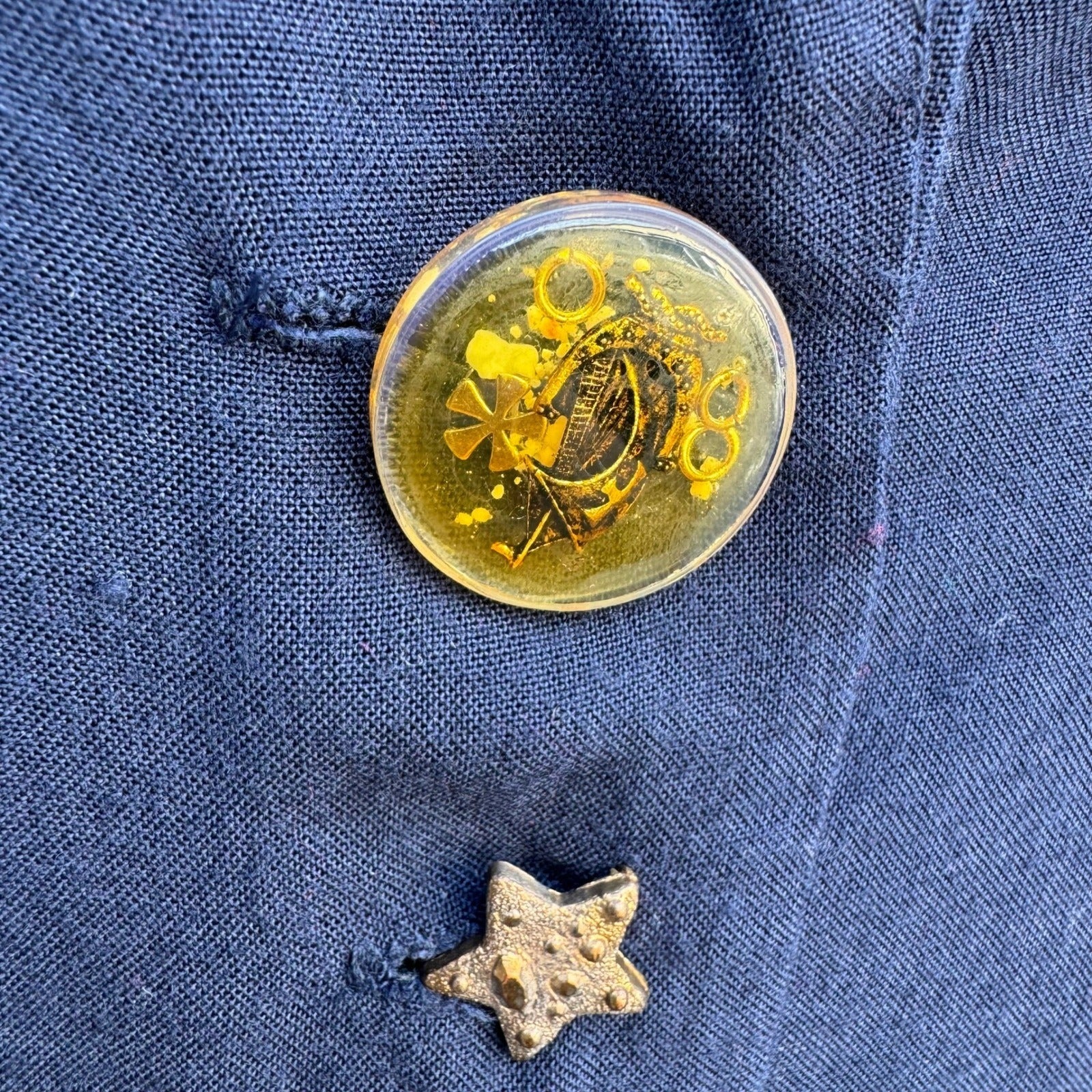 Mirrors Vintage 80s Navy Cropped Blazer Jacket Star Buttons Nautical Womens S