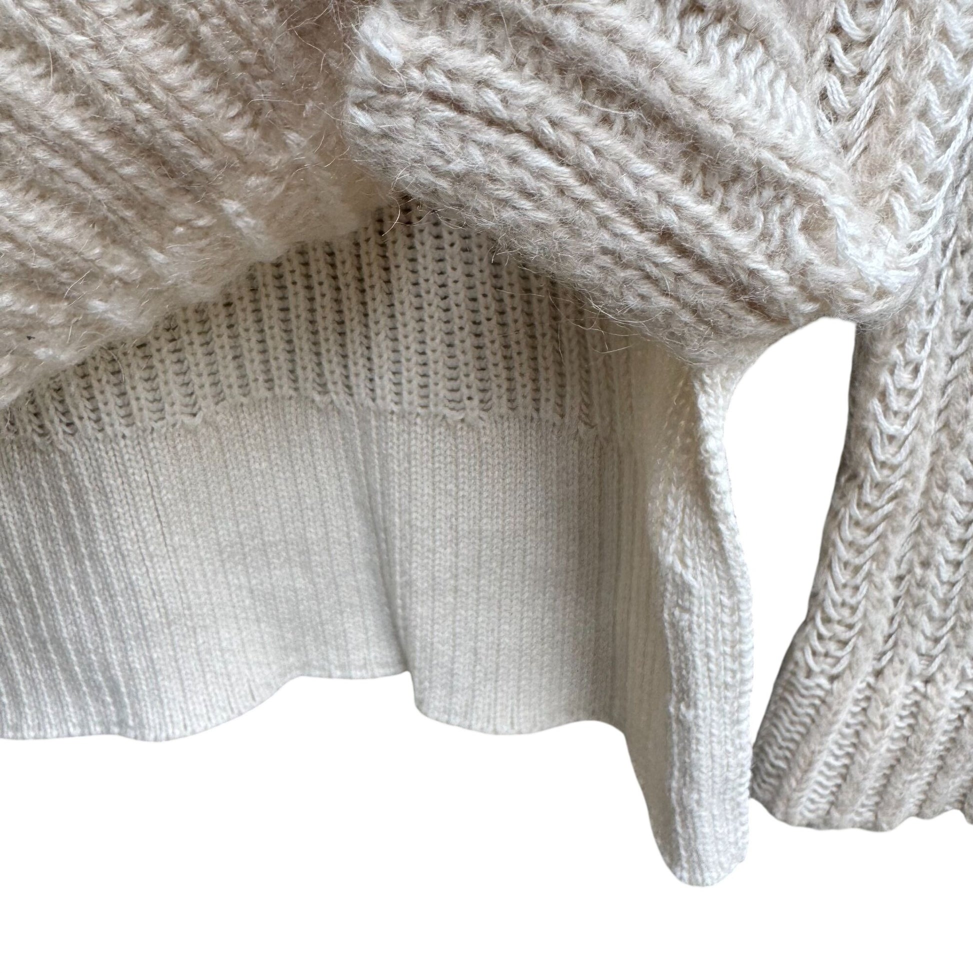 DKNY Jeans Womens XS Cream Cozy Cowl Neck Sweater Knit Long Sleeve Minimalist