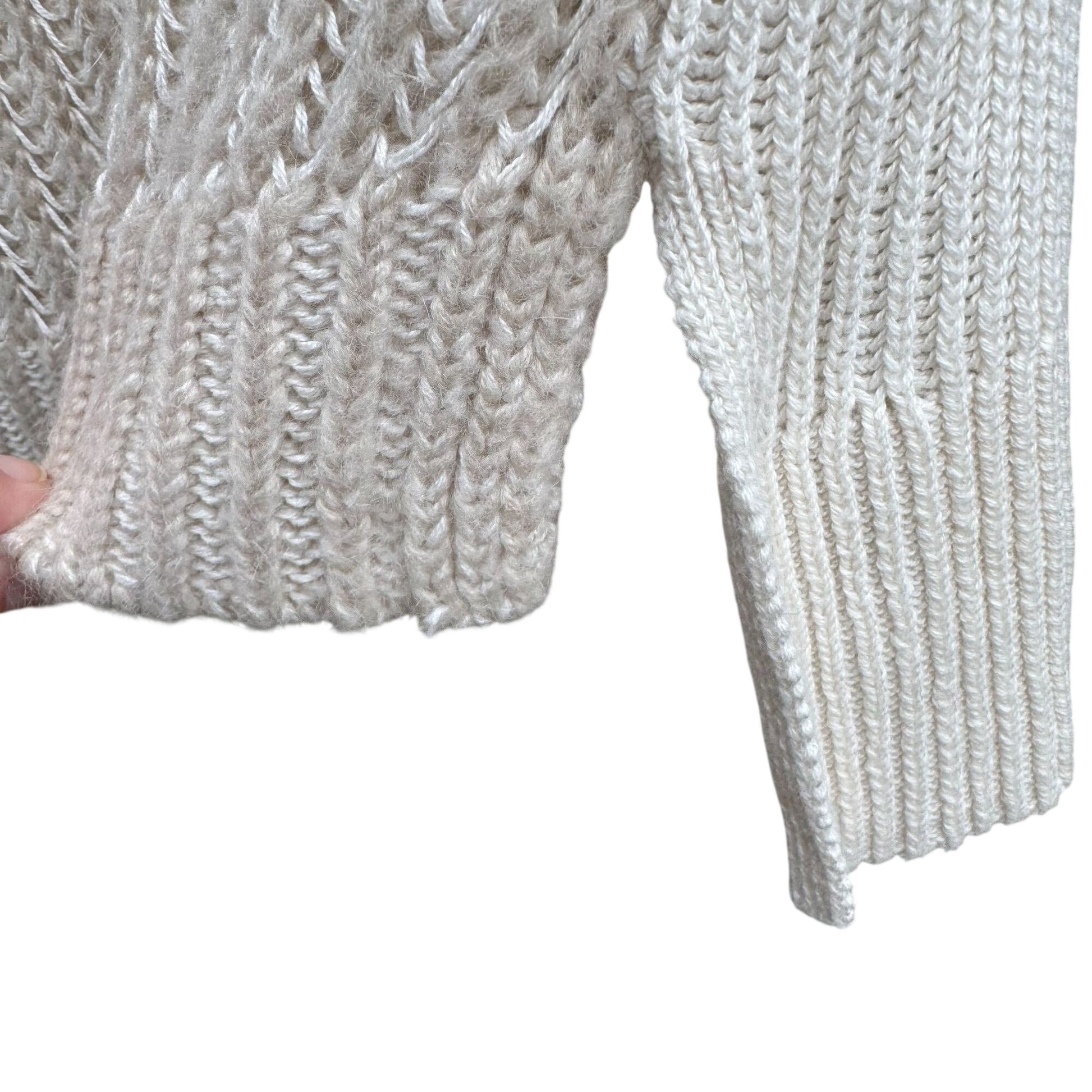 DKNY Jeans Womens XS Cream Cozy Cowl Neck Sweater Knit Long Sleeve Minimalist