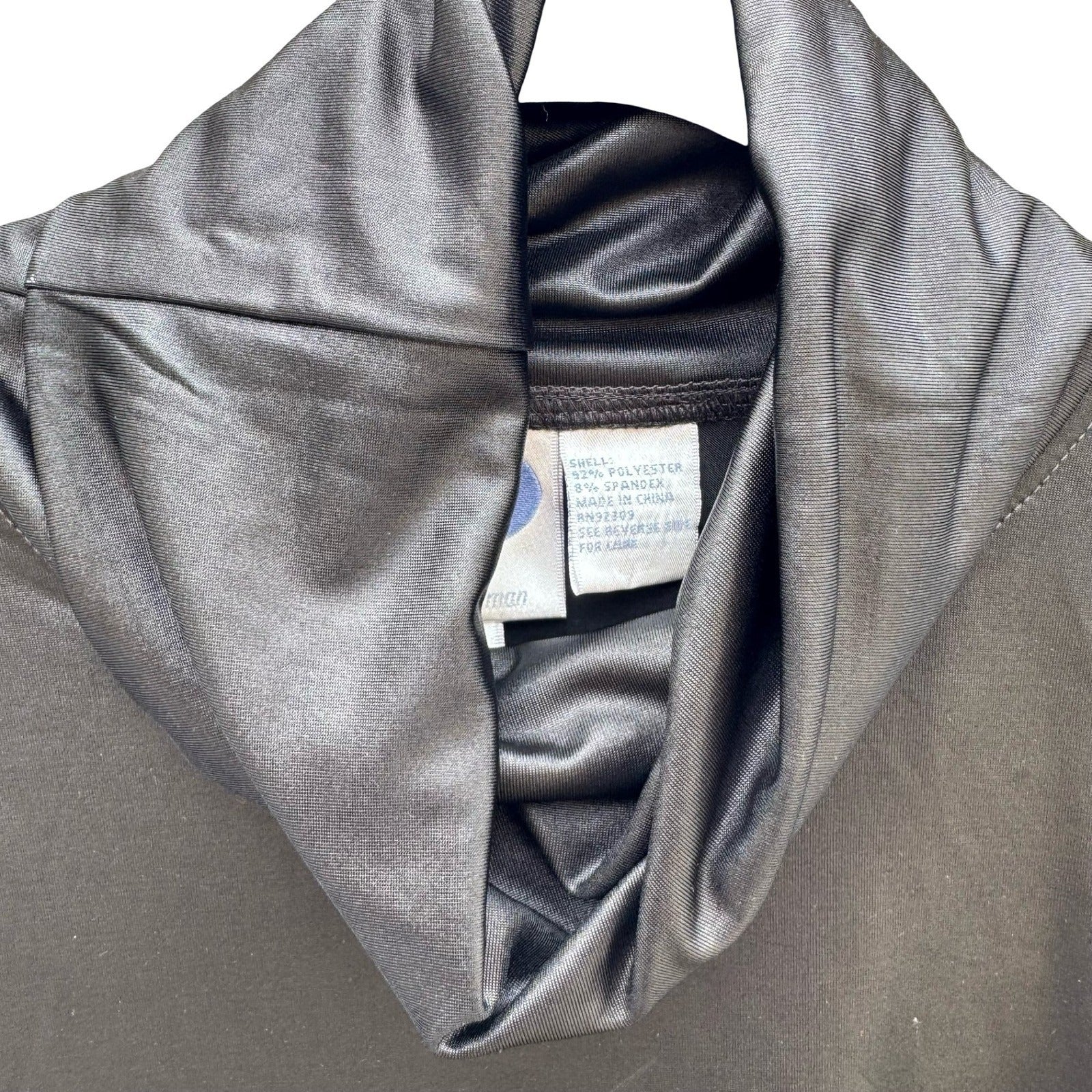 Diane Gilman DG2 Womens Metallic Black Cowl Neck Long Sleeve Stretch Top M NEW
