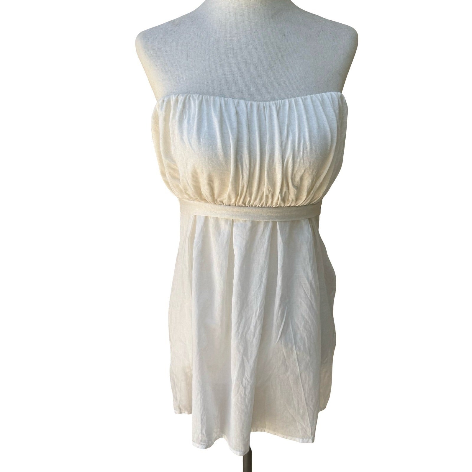 Miss Me Y2K Coquette Fairycore Boho Strapless Empire Waist Ruched Shimmer Top S