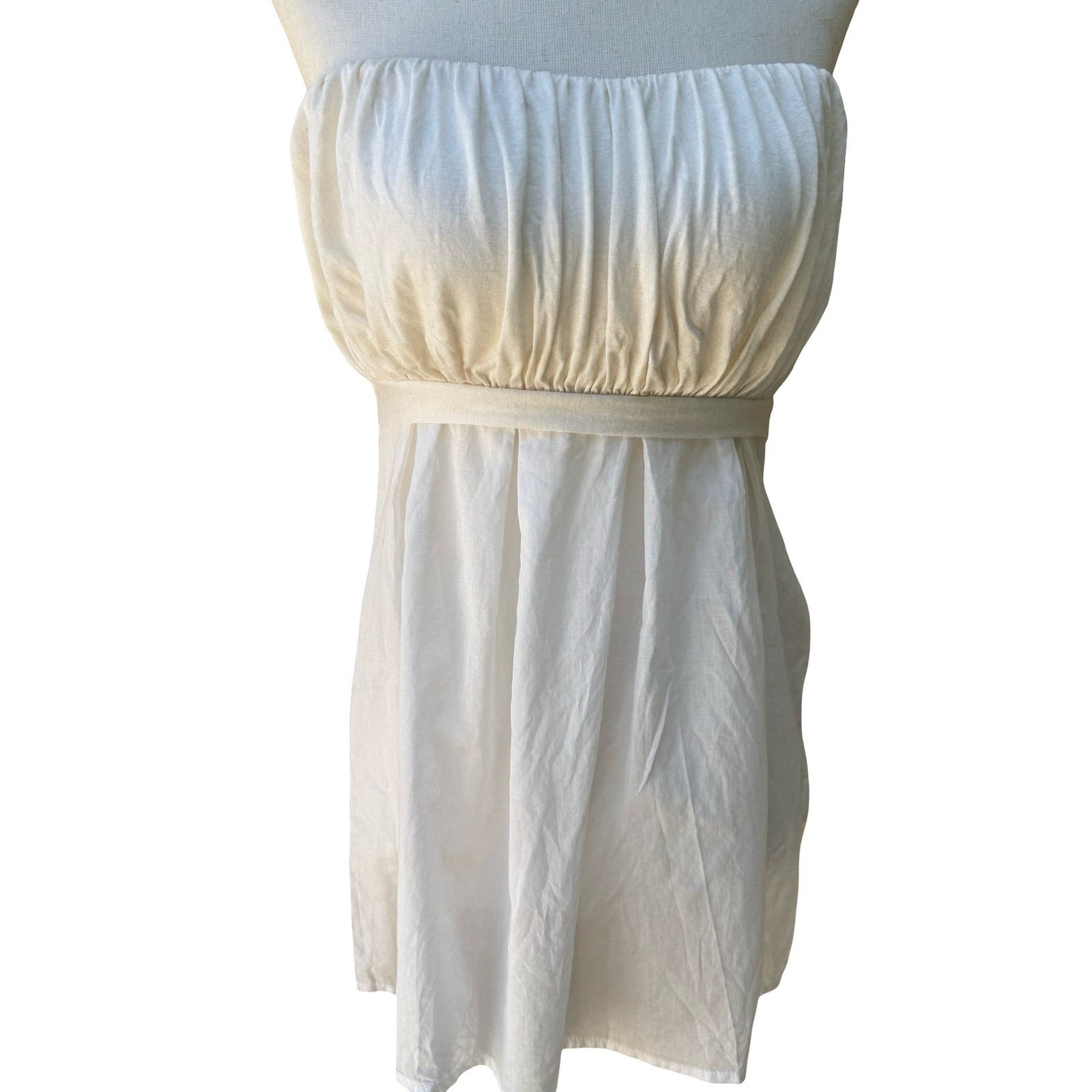 Miss Me Y2K Coquette Fairycore Boho Strapless Empire Waist Ruched Shimmer Top S