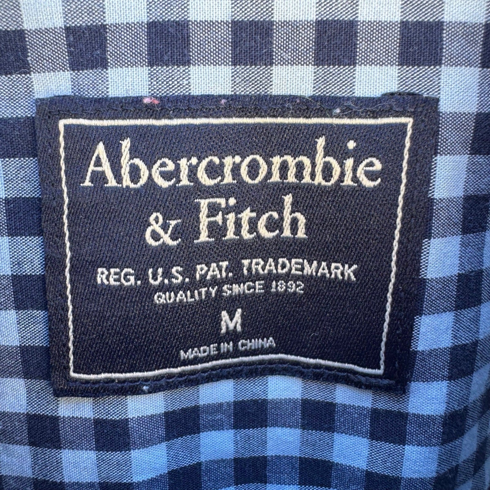 Abercrombie & Fitch Preppy Gingham Shirt Navy Check Academic Nautical Mens M