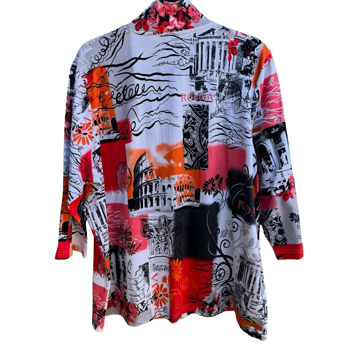 Onque Roma Italy Landmark Coastal Maximalist Cotton Zip French Terry Jacket 1X