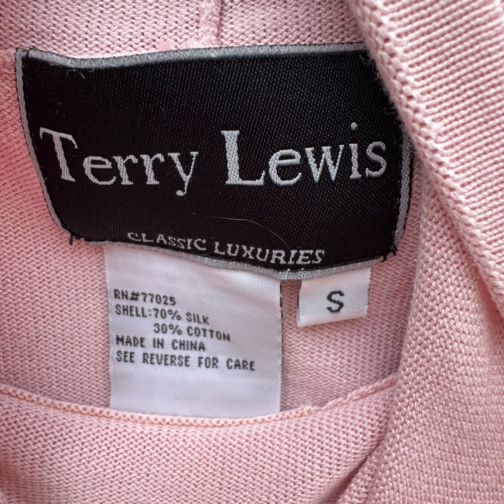 Terry Lewis Womens Vintage 90s Pink Sleeveless Cowl Neck Top S Silk Cotton Blend