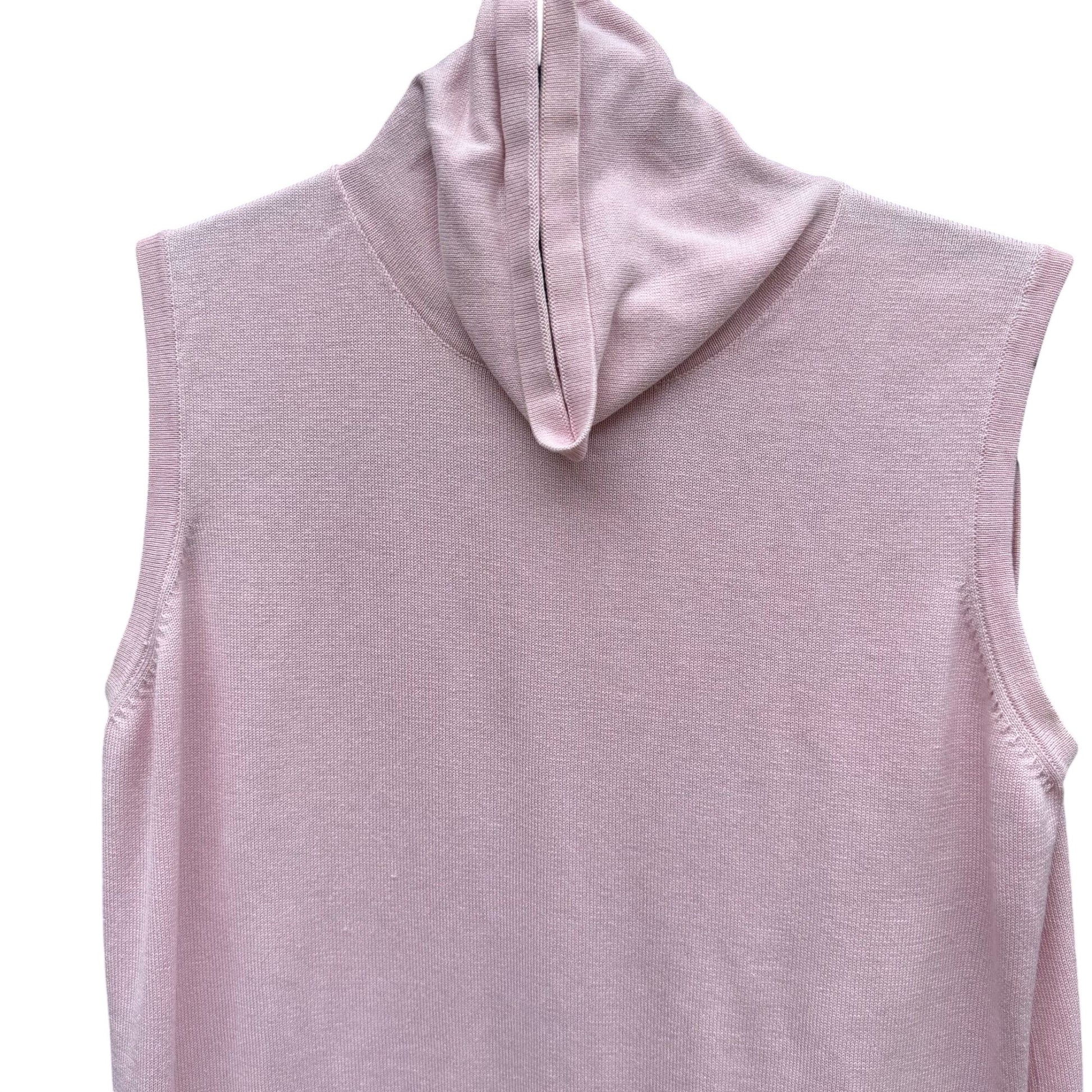 Terry Lewis Womens Vintage 90s Pink Sleeveless Cowl Neck Top S Silk Cotton Blend