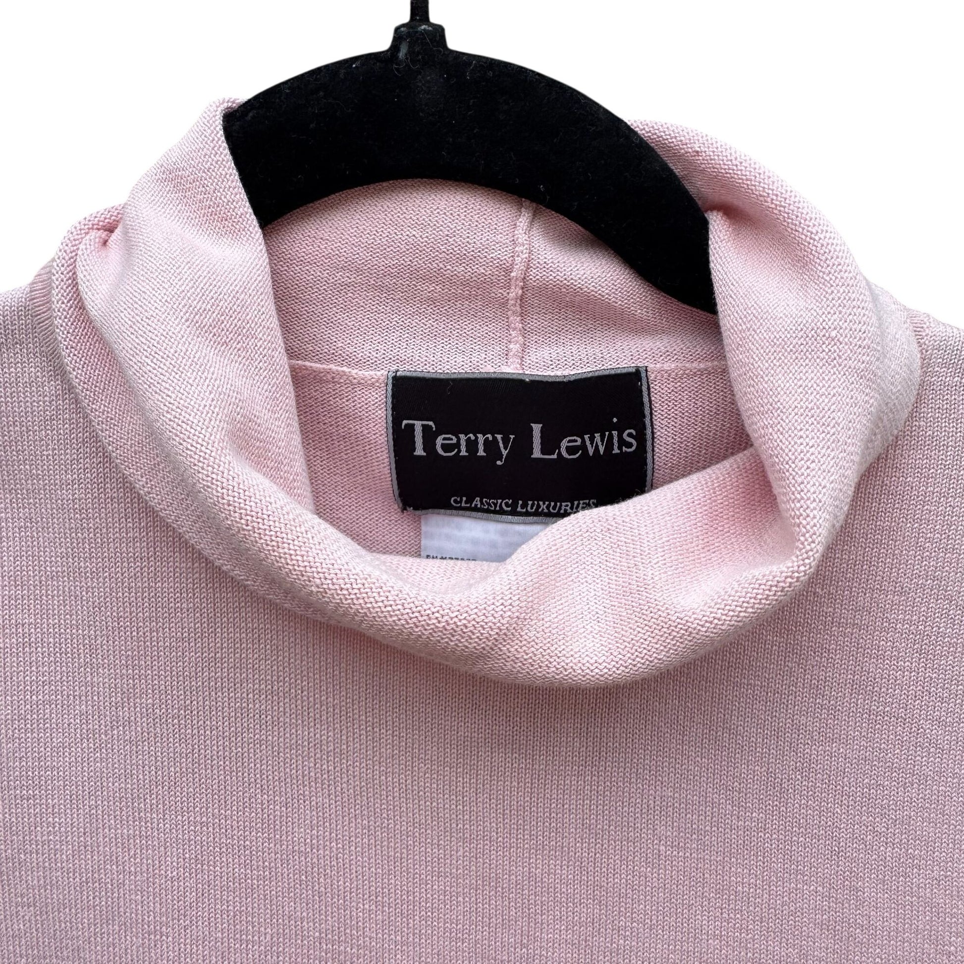 Terry Lewis Womens Vintage 90s Pink Sleeveless Cowl Neck Top S Silk Cotton Blend