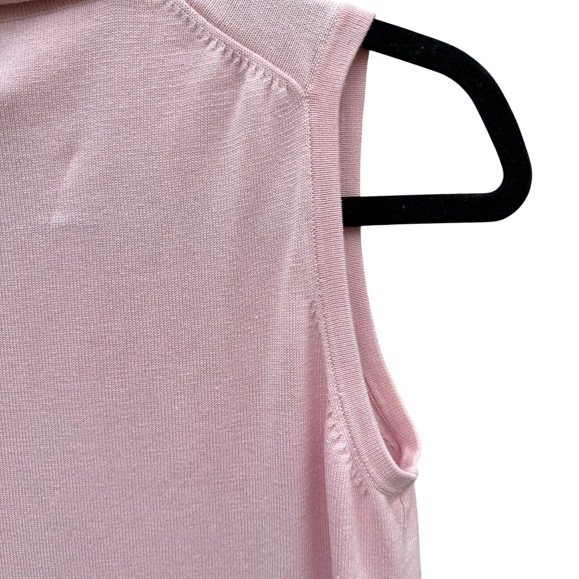Terry Lewis Womens Vintage 90s Pink Sleeveless Cowl Neck Top S Silk Cotton Blend