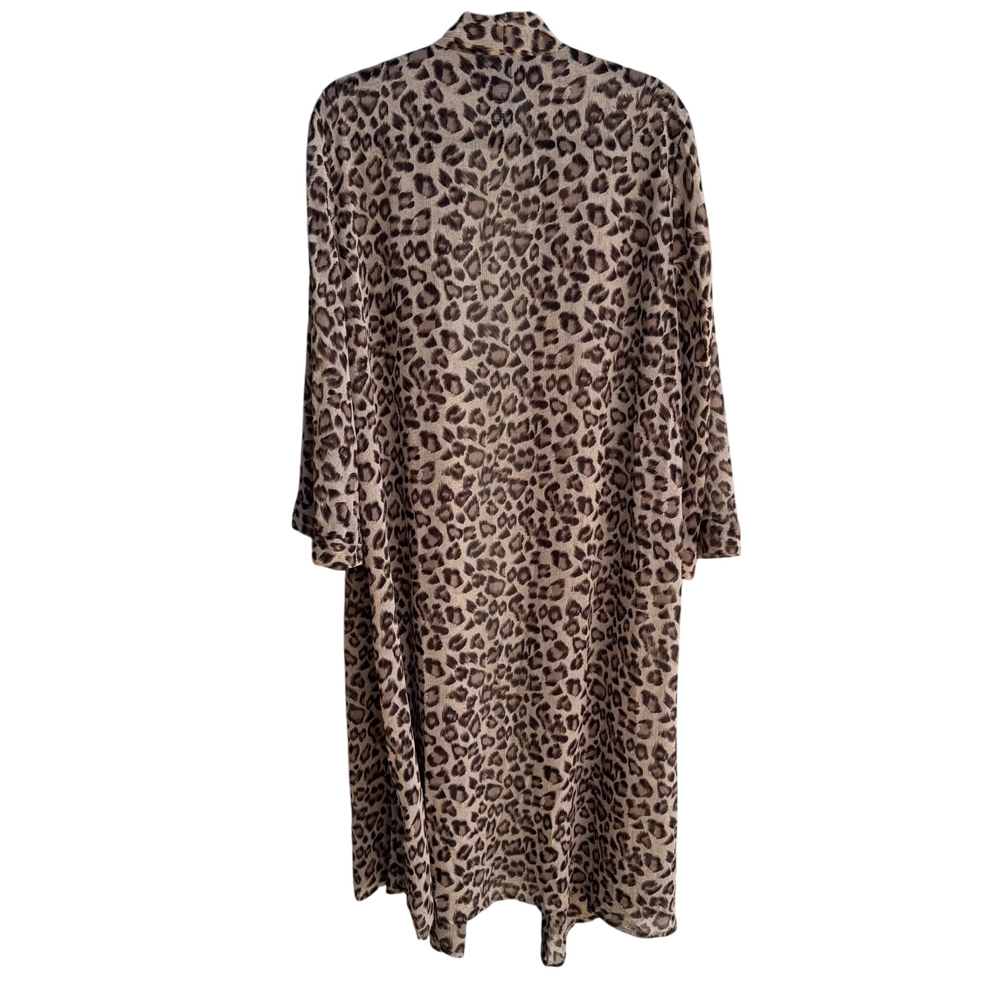 Susan Graver Style Womens Leopard Print Semi Sheer Duster Cardigan Missy Size
