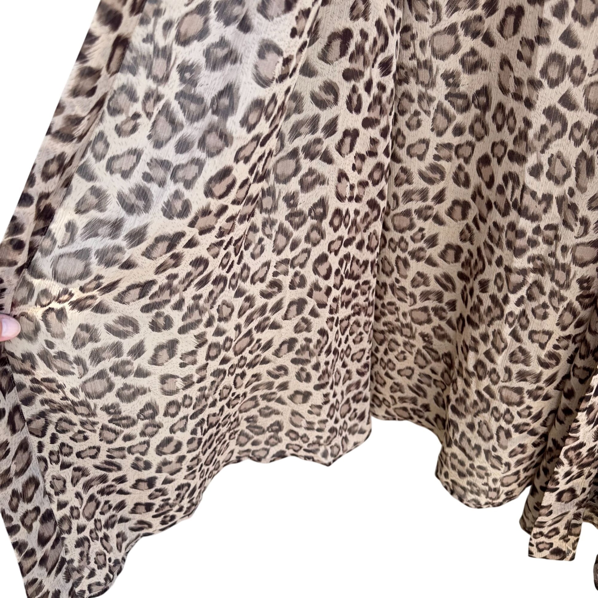 Susan Graver Style Womens Leopard Print Semi Sheer Duster Cardigan Missy Size
