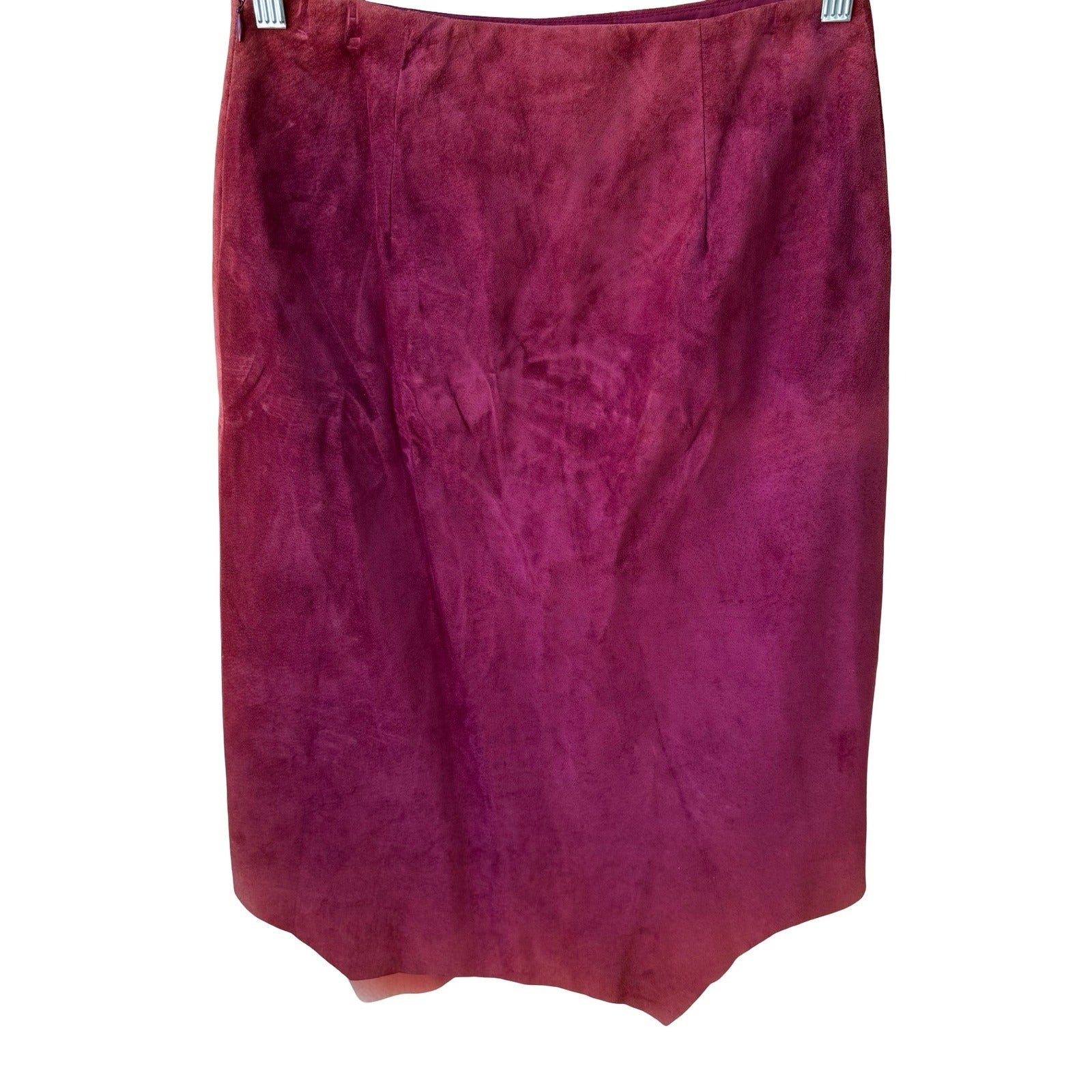 Nicole Miller Y2K Jewel Ombre Suede Leather Raw Edge Avant Garde Pencil Skirt 2