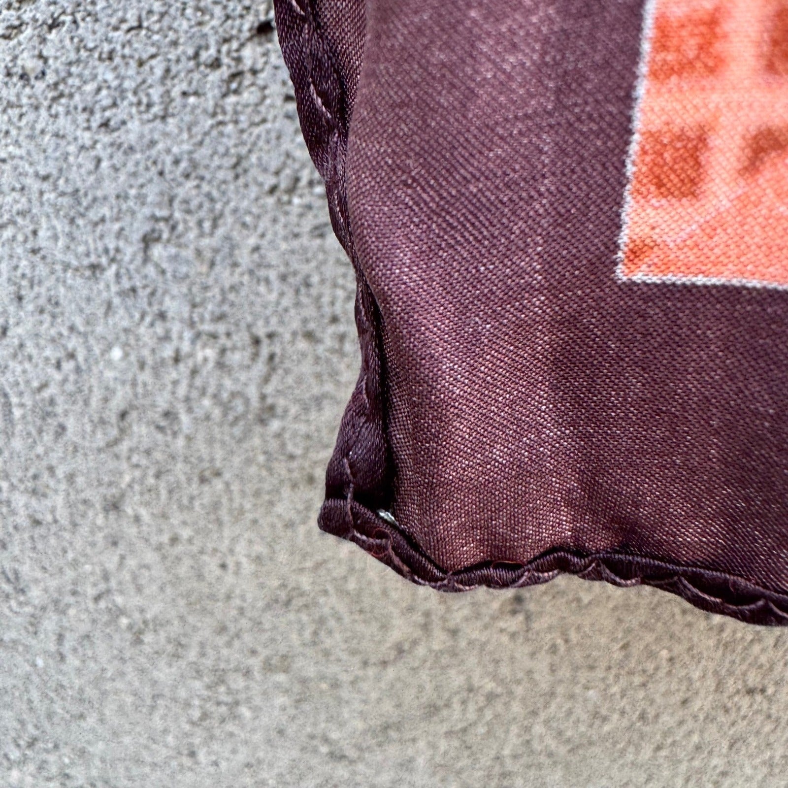 Vintage Reversible Pocket Squares 2 Set Geometric Orange Brown Black White Check