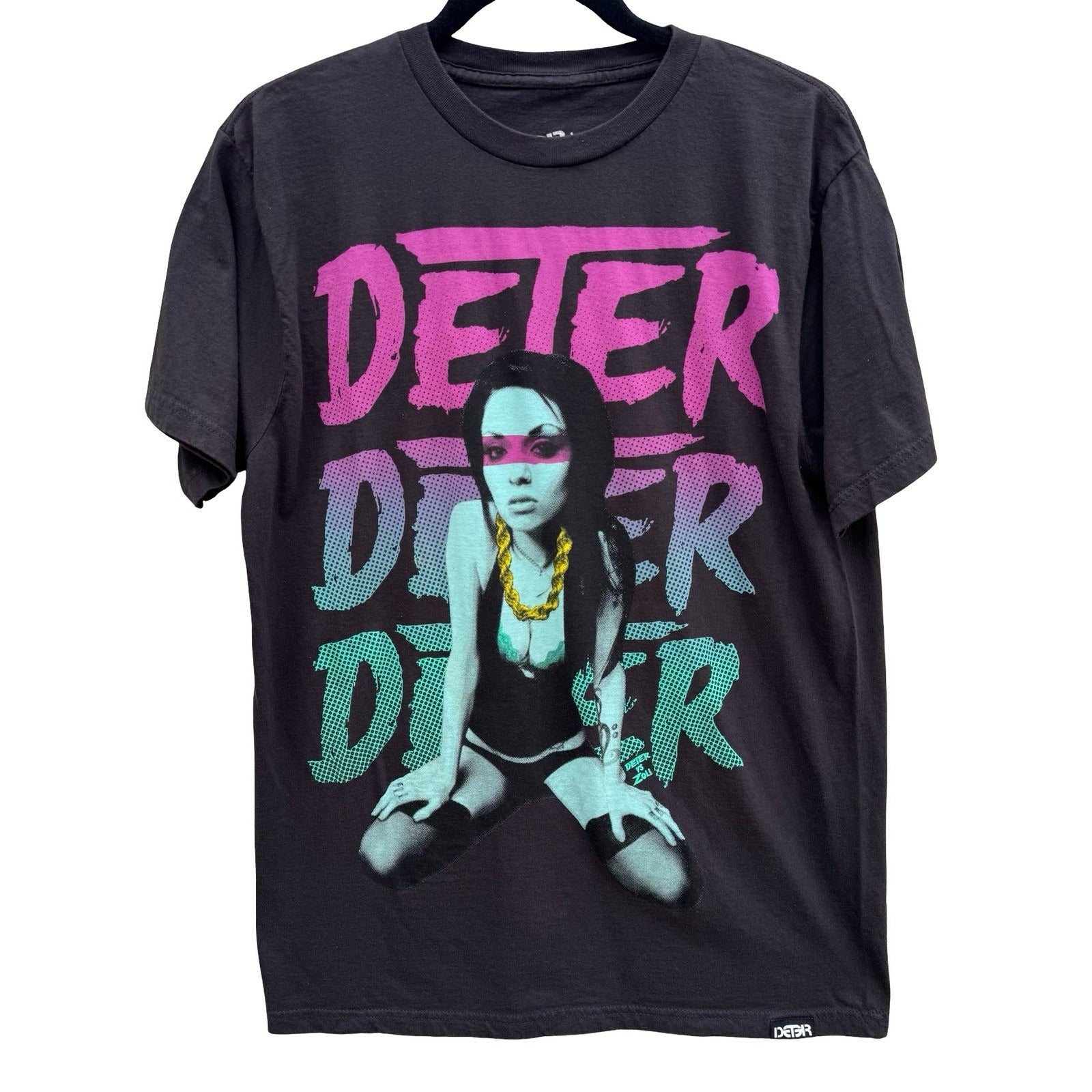Deter Determined Clothing Womens L Graphic Tee Charcoal Gray Streetwear Shirt