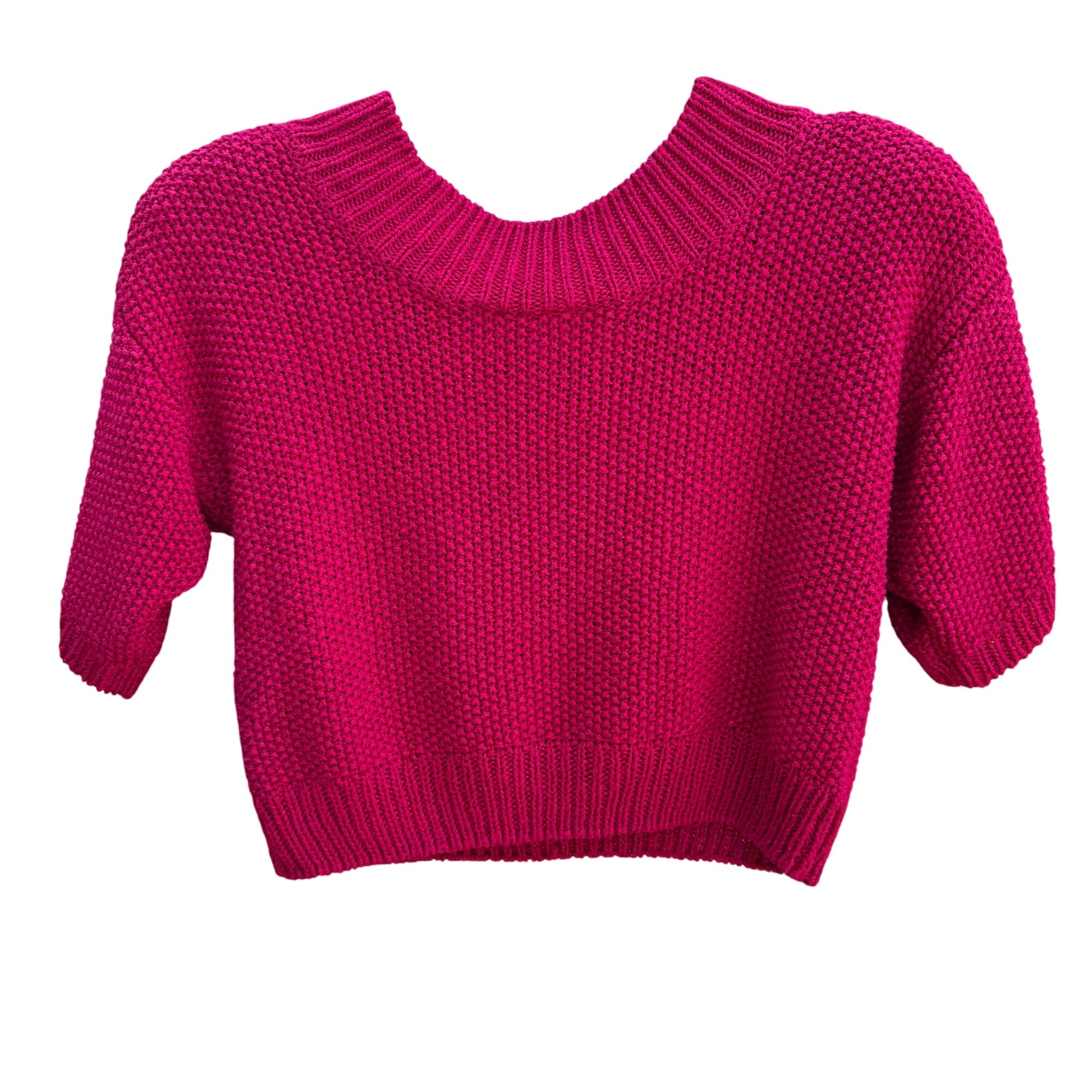 Liz Claiborne Vintage Knit Short-Sleeve Silk Blend Pink Cropped Sweater Top P