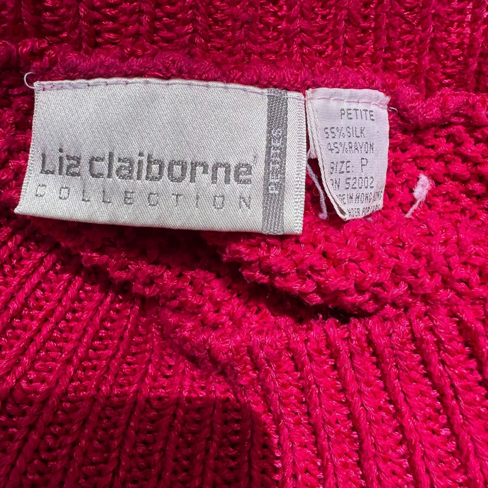 Liz Claiborne Vintage Knit Short-Sleeve Silk Blend Pink Cropped Sweater Top P