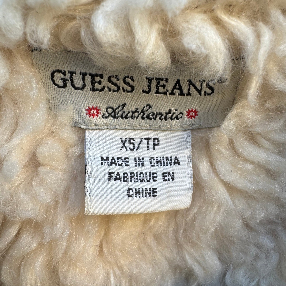Guess Y2K Faux Shearling Suede Western Boho Penny Lane Open Front Vest Brown XS
