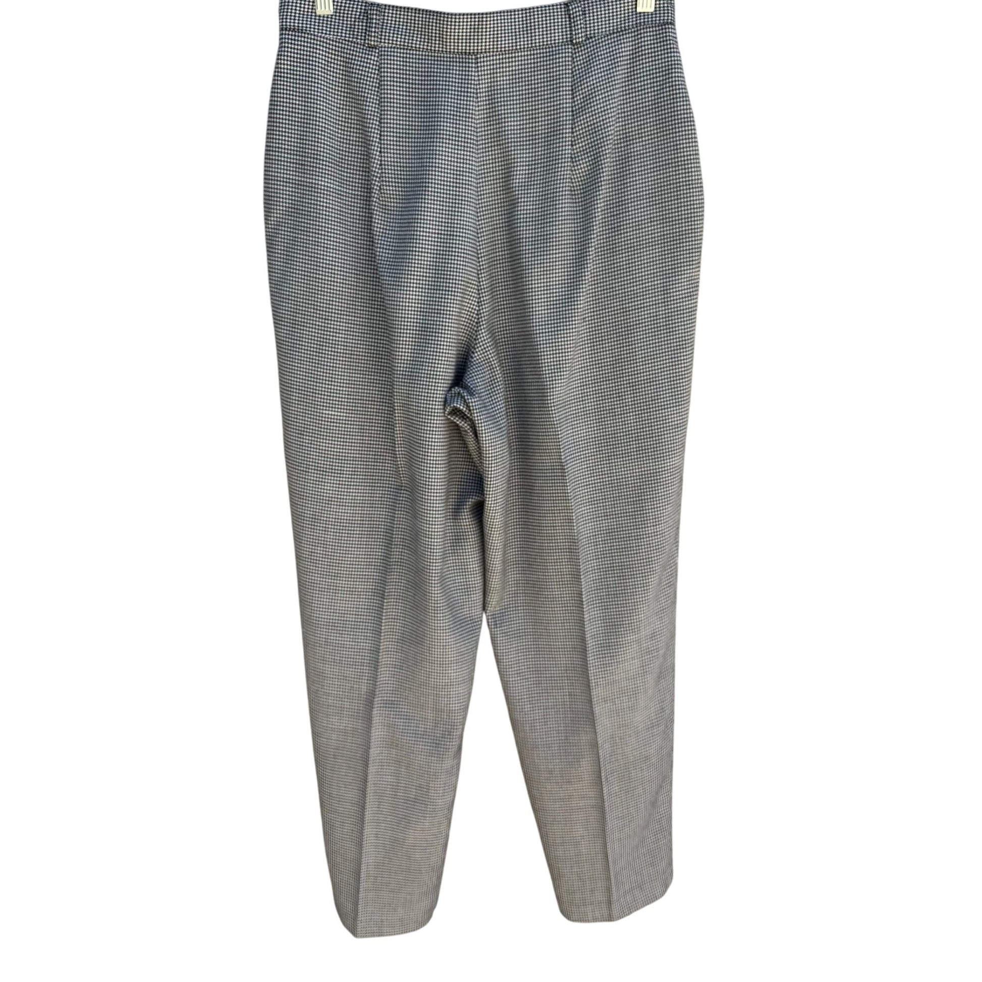 Tofy Vintage Womens High-Waisted Black White Houndstooth Pleated Trouser Pant 16