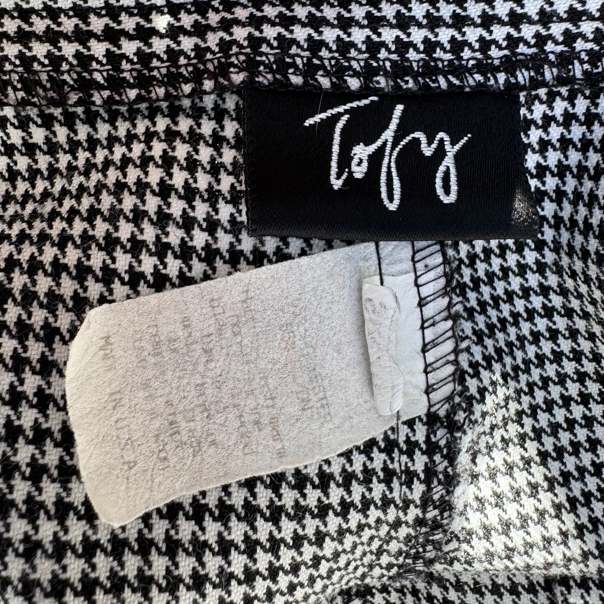 Tofy Vintage Womens High-Waisted Black White Houndstooth Pleated Trouser Pant 16