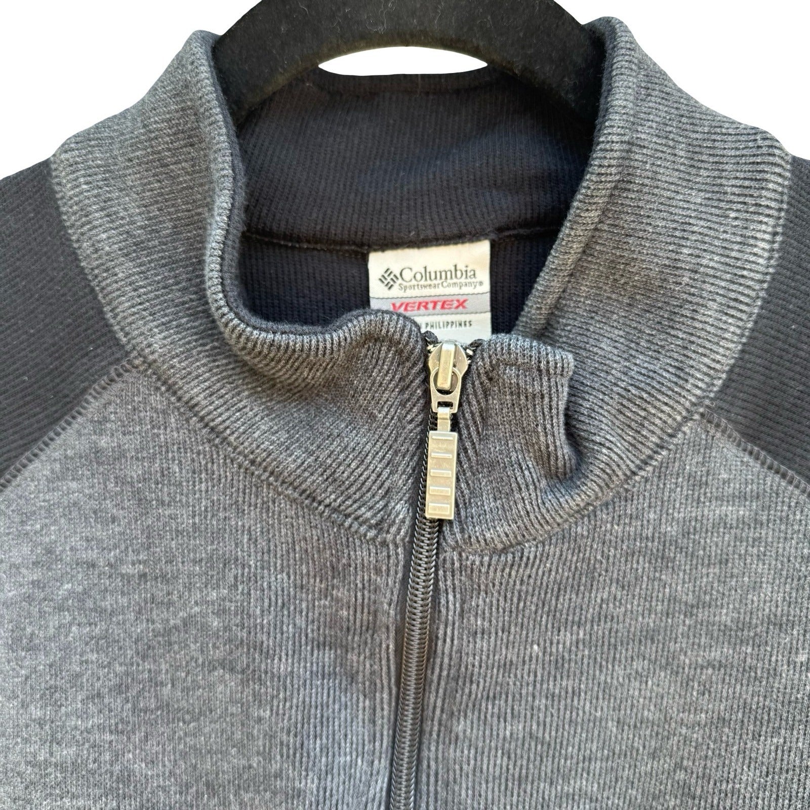 Columbia Vertex Mens XXL Quarter Zip Pullover Grey Black Ribbed Fleece AM6811