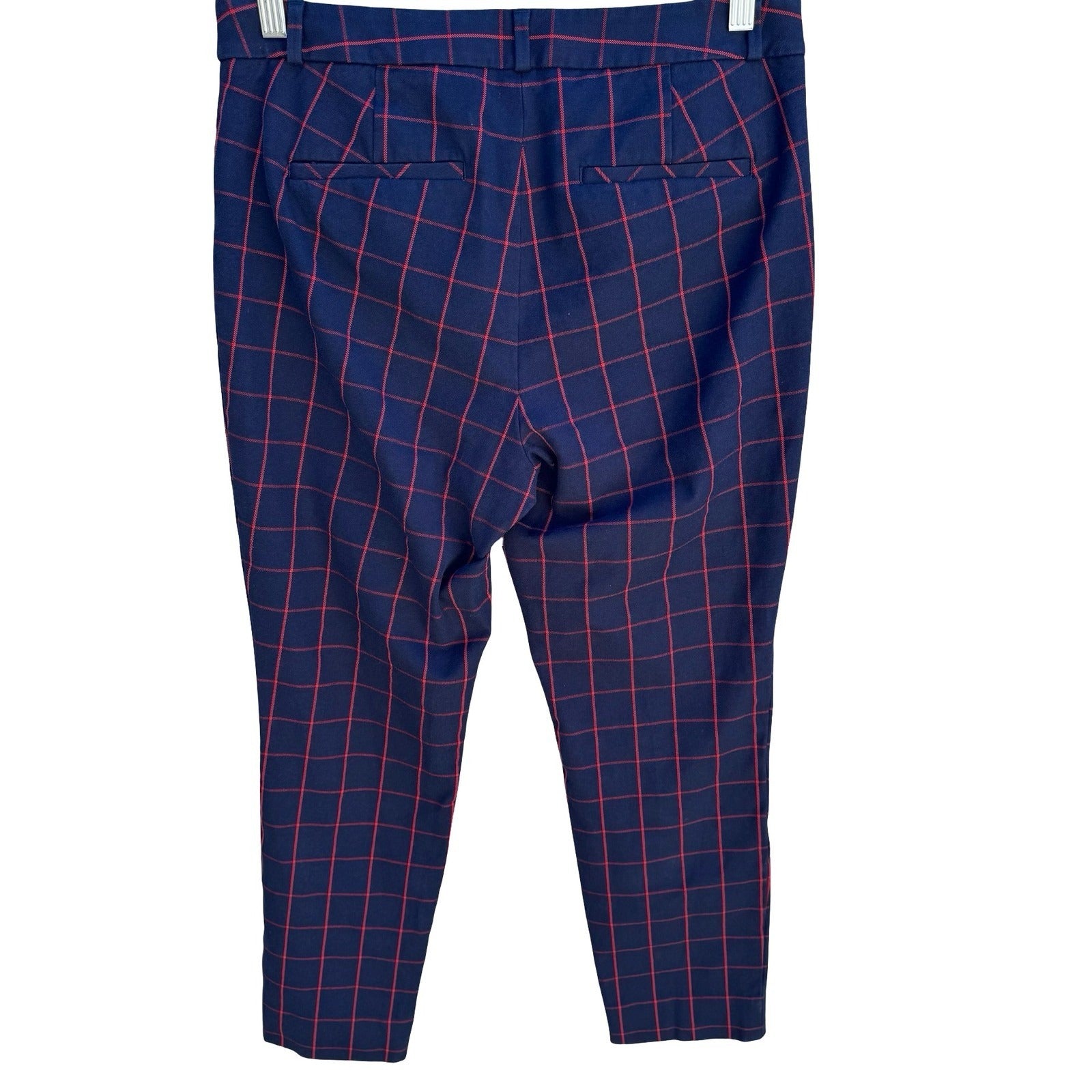 Banana Republic Sloan Windowpane Plaid Golf Preppy School Girl Ankle Pant Navy 8
