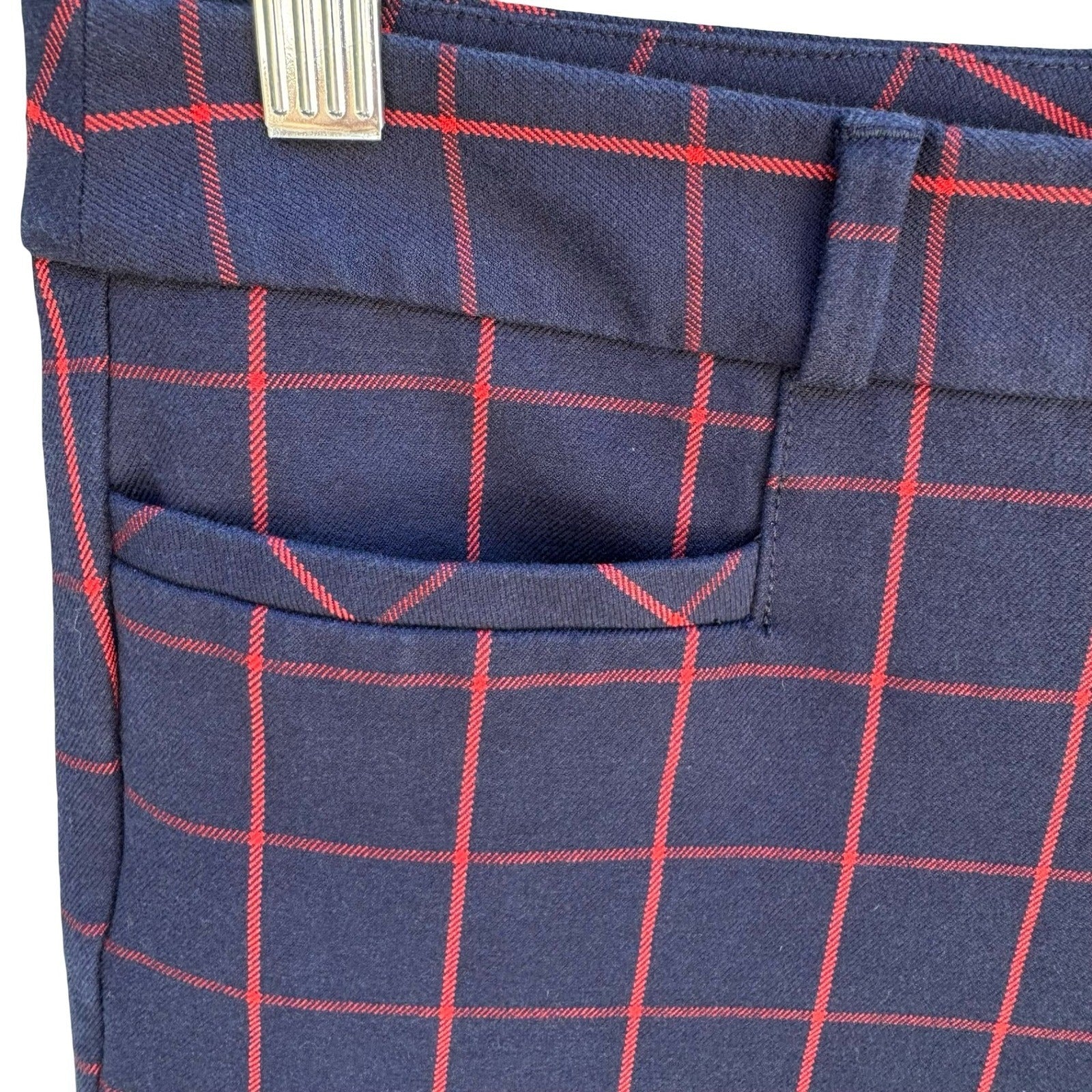 Banana Republic Sloan Windowpane Plaid Golf Preppy School Girl Ankle Pant Navy 8