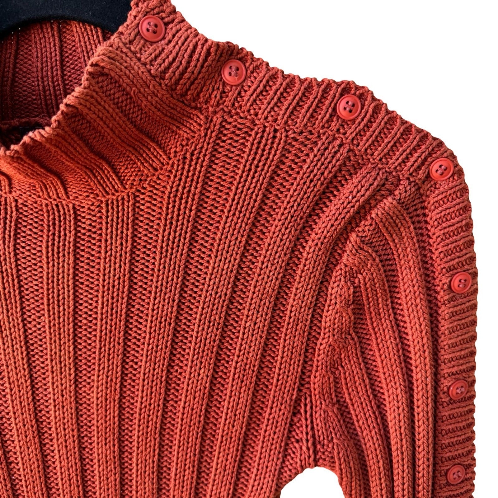 Filippa Y2K Silk Cotton Minimalist Ribbed Knit Button Sleeve Fisherman Sweater