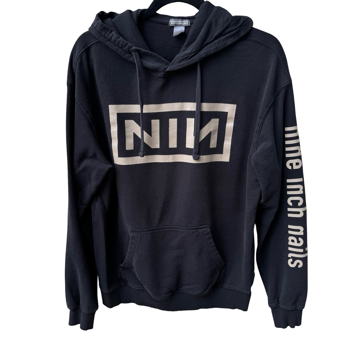 Nine Inch Nails NIN HM Divided Goth Graphic Sleeve Print Hoodie Black Mens S