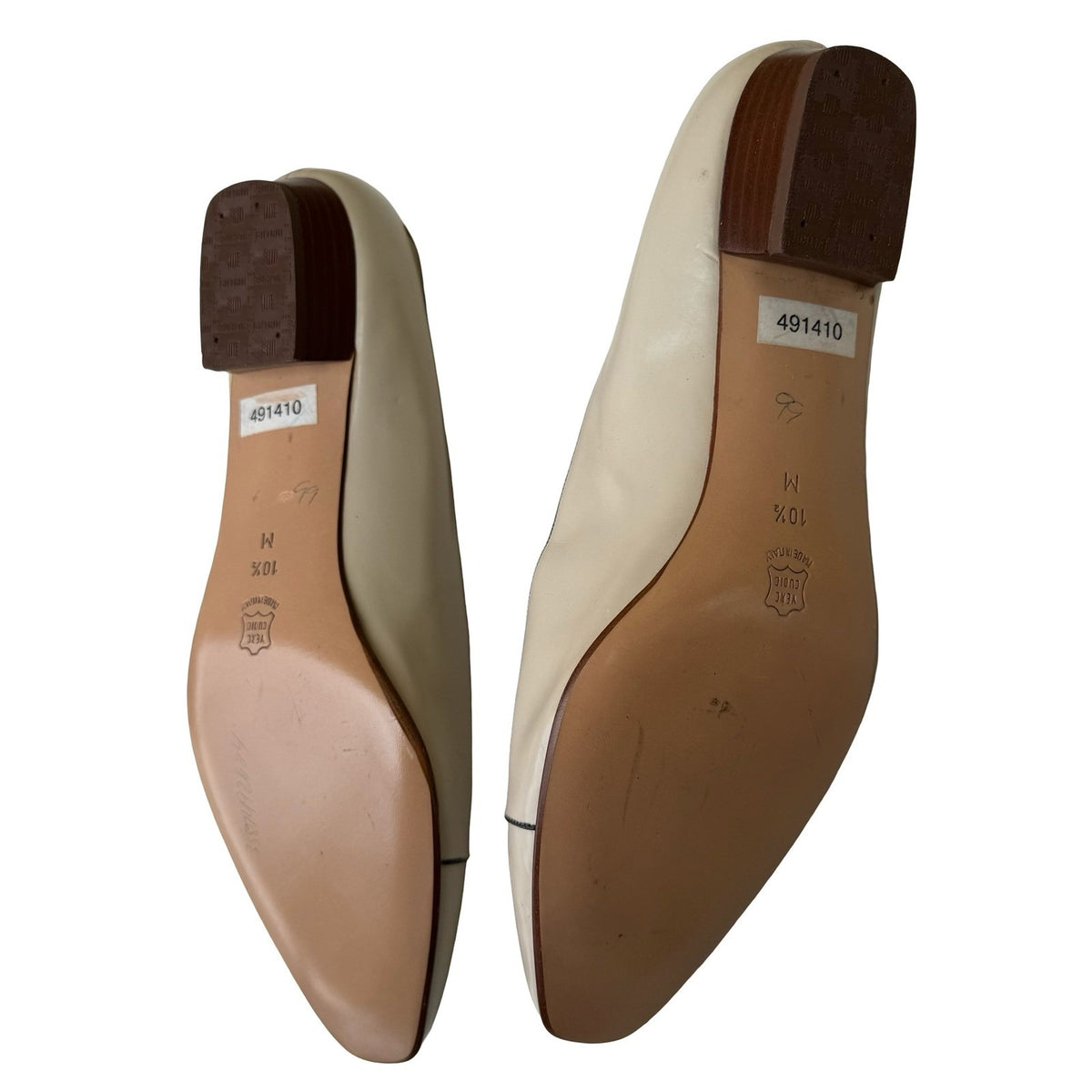 Bally Vintage Italian Leather Minimalist Pointed Toe Flats Cream Womens 10.5 M