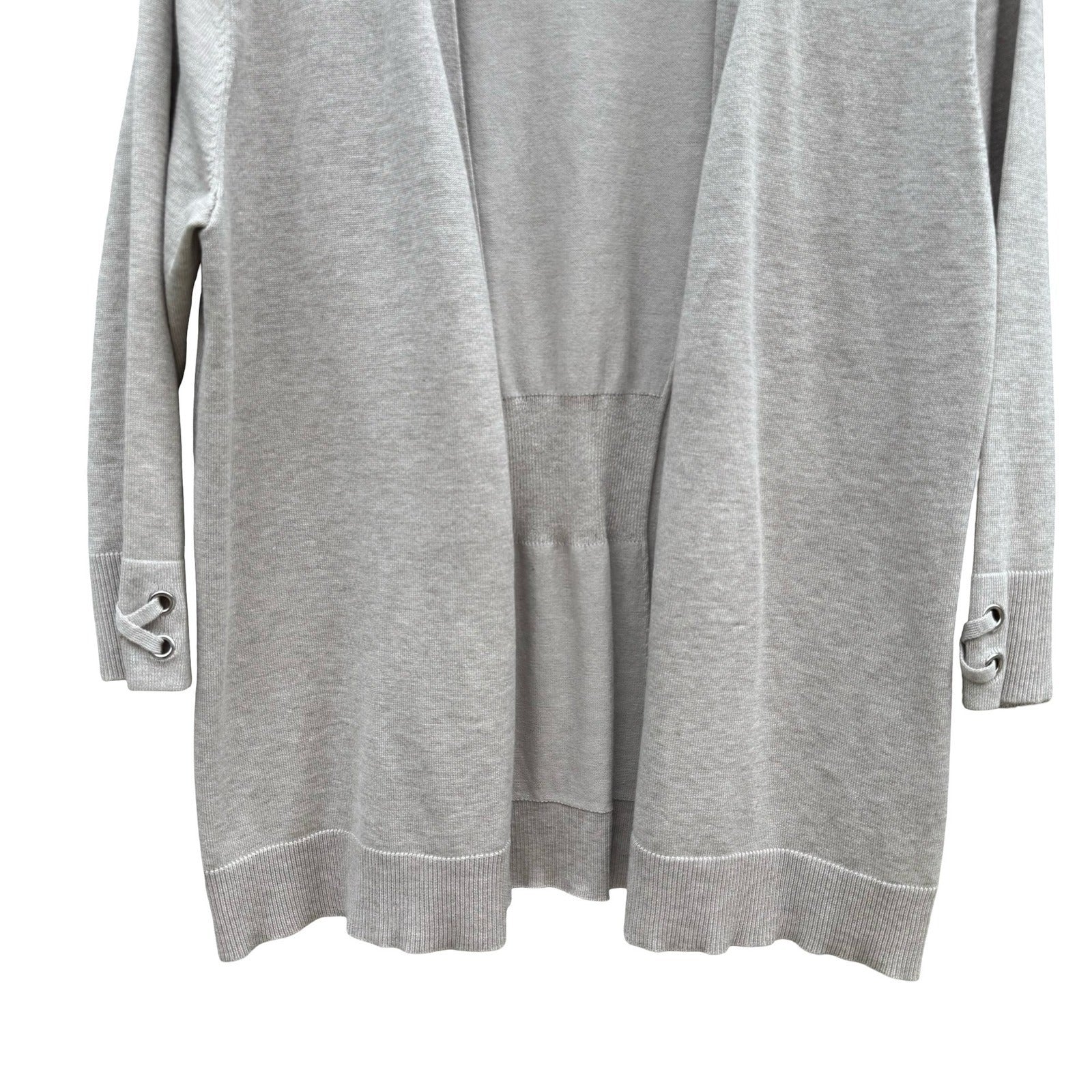United States Sweaters Womens PXL Oatmeal Open Front Cardigan Grommet Cuff NEW