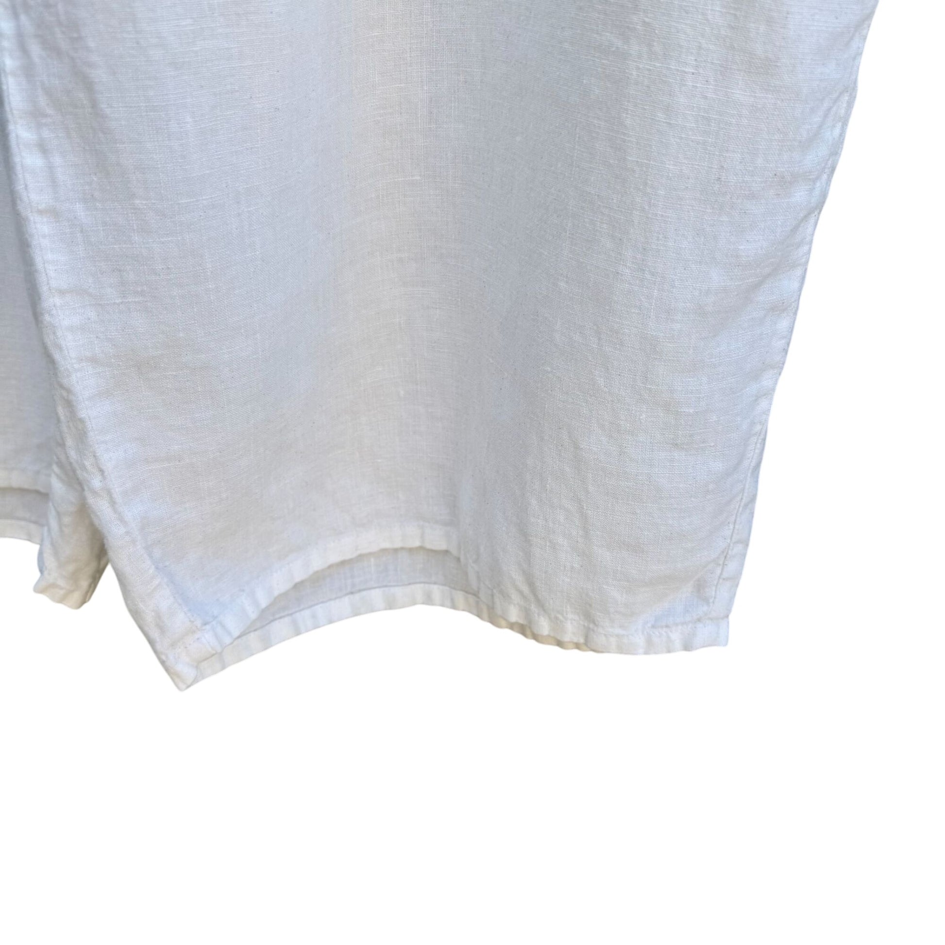 Flax Womens White Linen Flowy Wide Leg Boho Lagenlook Casual Cropped Pants 2G